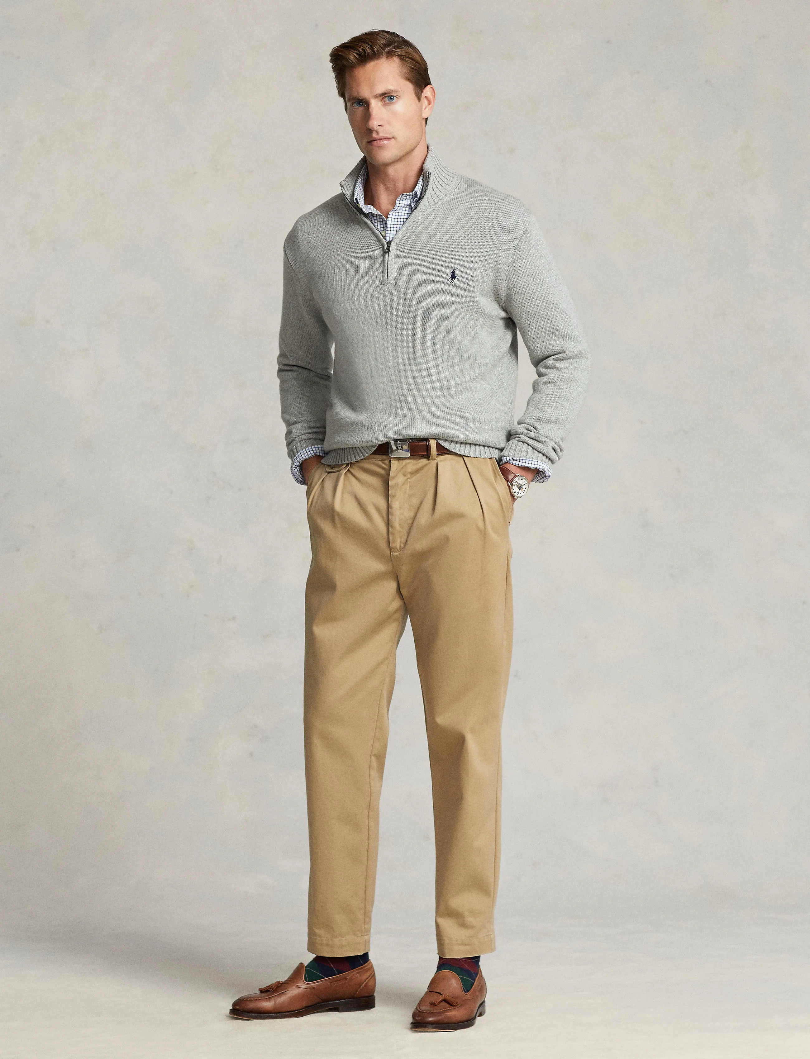 Polo Ralph Lauren - 21/2 COTTON-LSL-PLO - halfzip strik - andover heather - 5