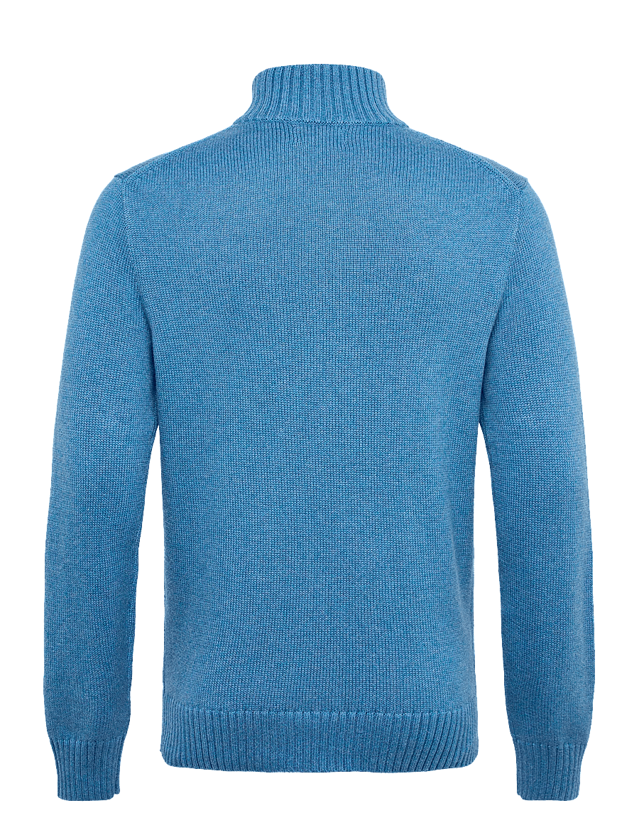 Polo Ralph Lauren - Cotton Quarter-Zip Sweater - half zip - blue borage heath - 3