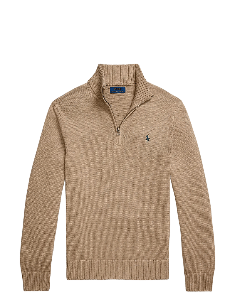 Polo Ralph Lauren - Cotton Quarter-Zip Sweater - half zip-trøjer - bronze melange - 1