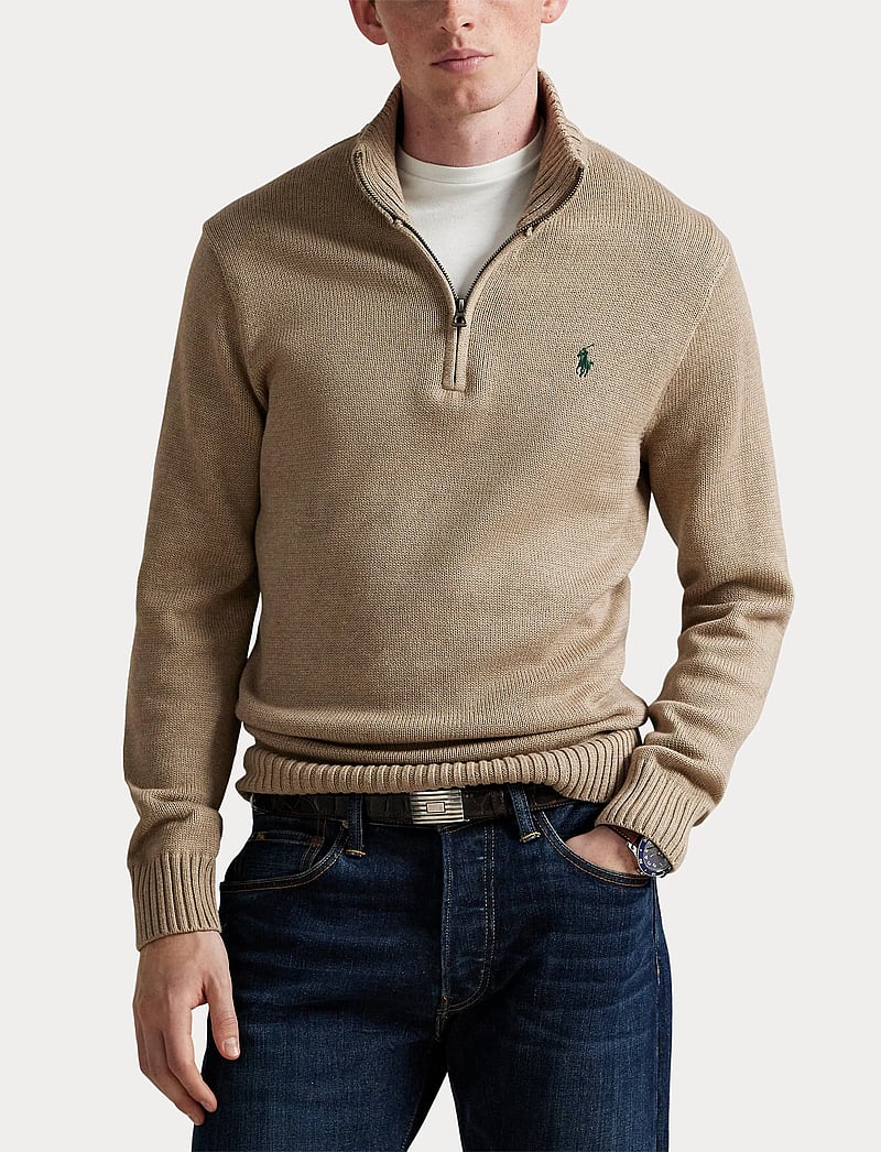 Polo Ralph Lauren - Cotton Quarter-Zip Sweater - half zip-trøjer - bronze melange - 5