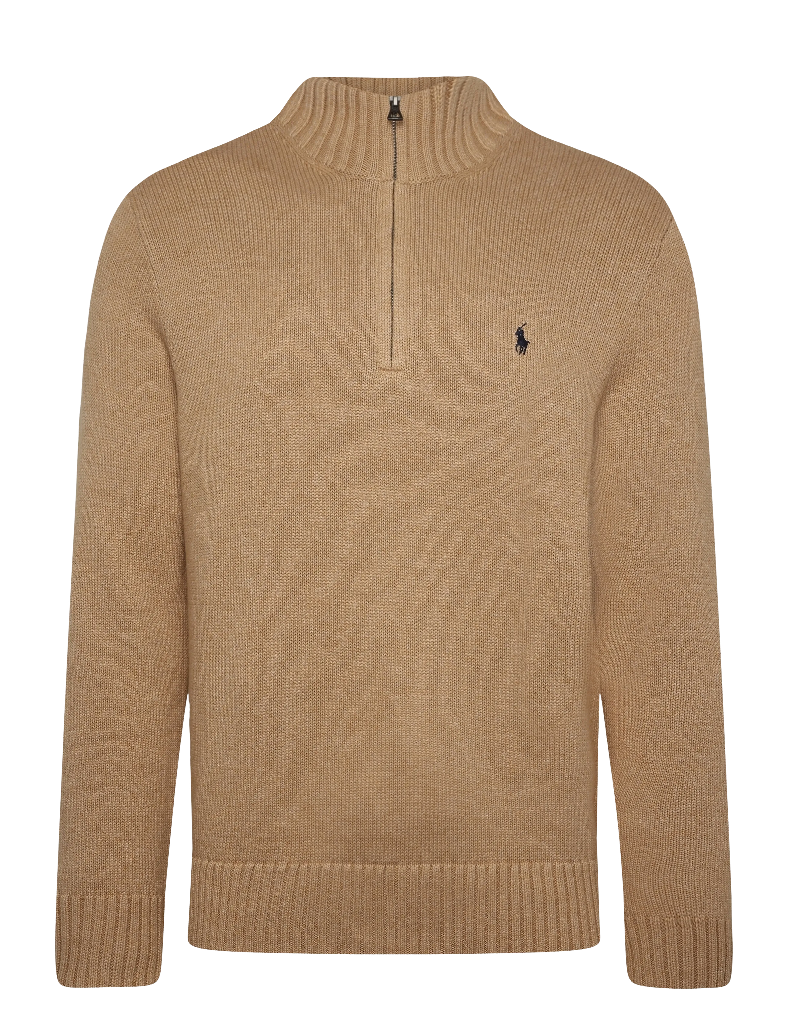 Polo Ralph Lauren 21/2 COTTON-LSL-PLO - Half zip jumpers - CAMEL MELANGE / brown