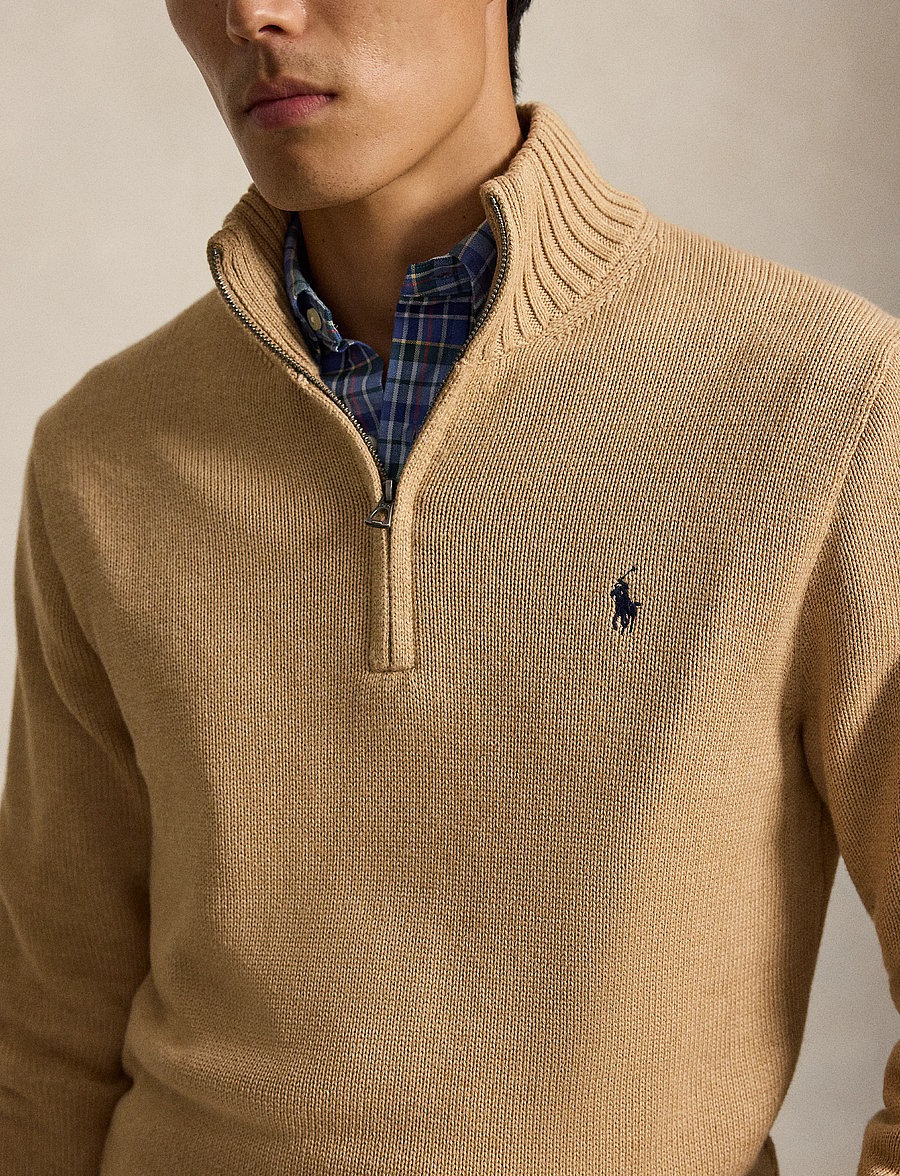 Polo Ralph Lauren - 21/2 COTTON-LSL-PLO - half zip jumpers - camel melange - 3