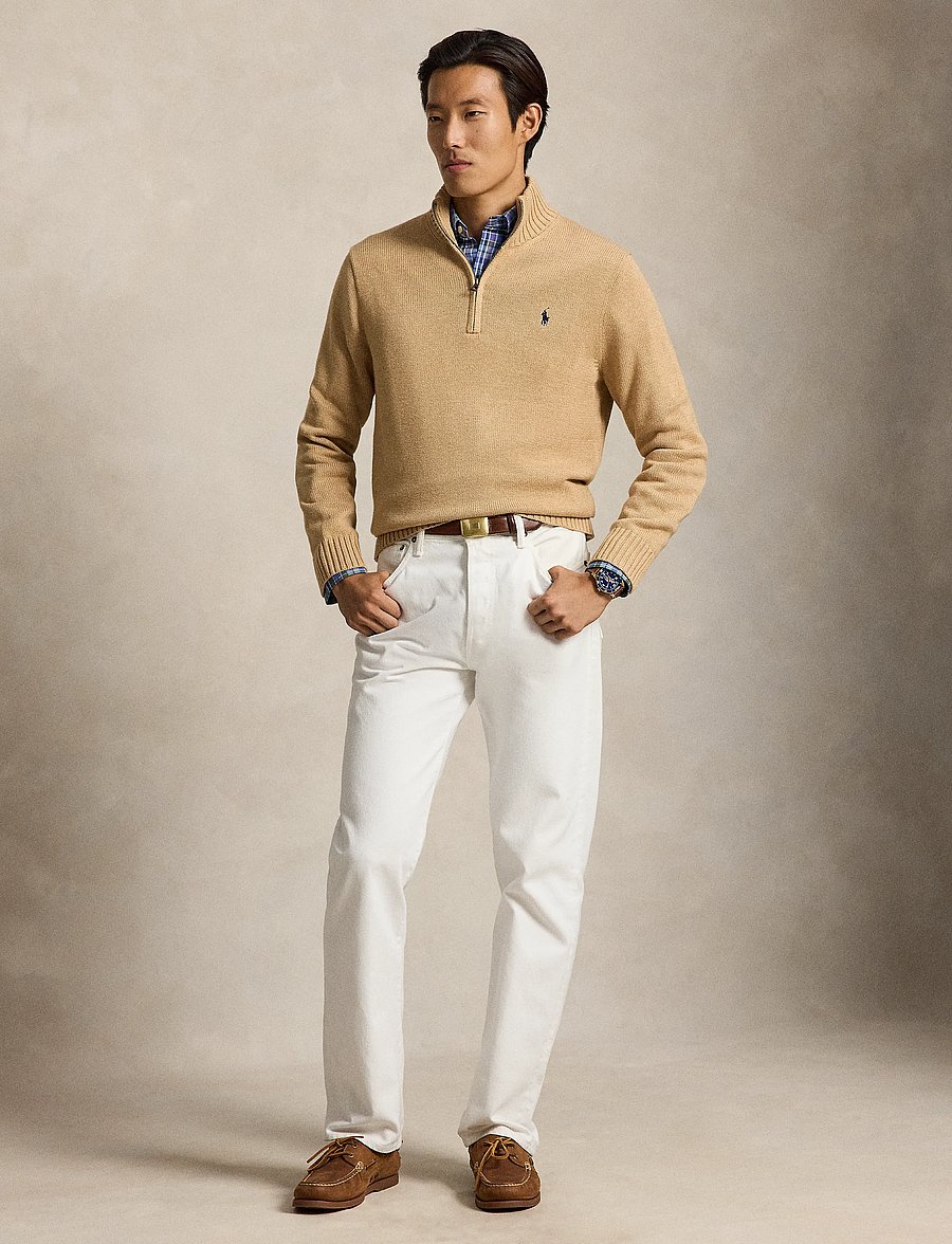 Polo Ralph Lauren - 21/2 COTTON-LSL-PLO - half zip jumpers - camel melange - 4