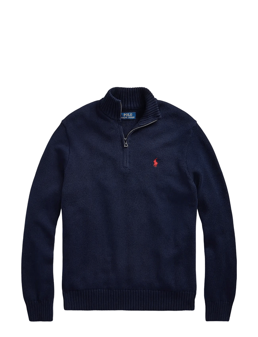 Polo Ralph Lauren - Cotton Quarter-Zip Mockneck Sweater - pullover mit halbem reißverschluss - hunter navy - 1