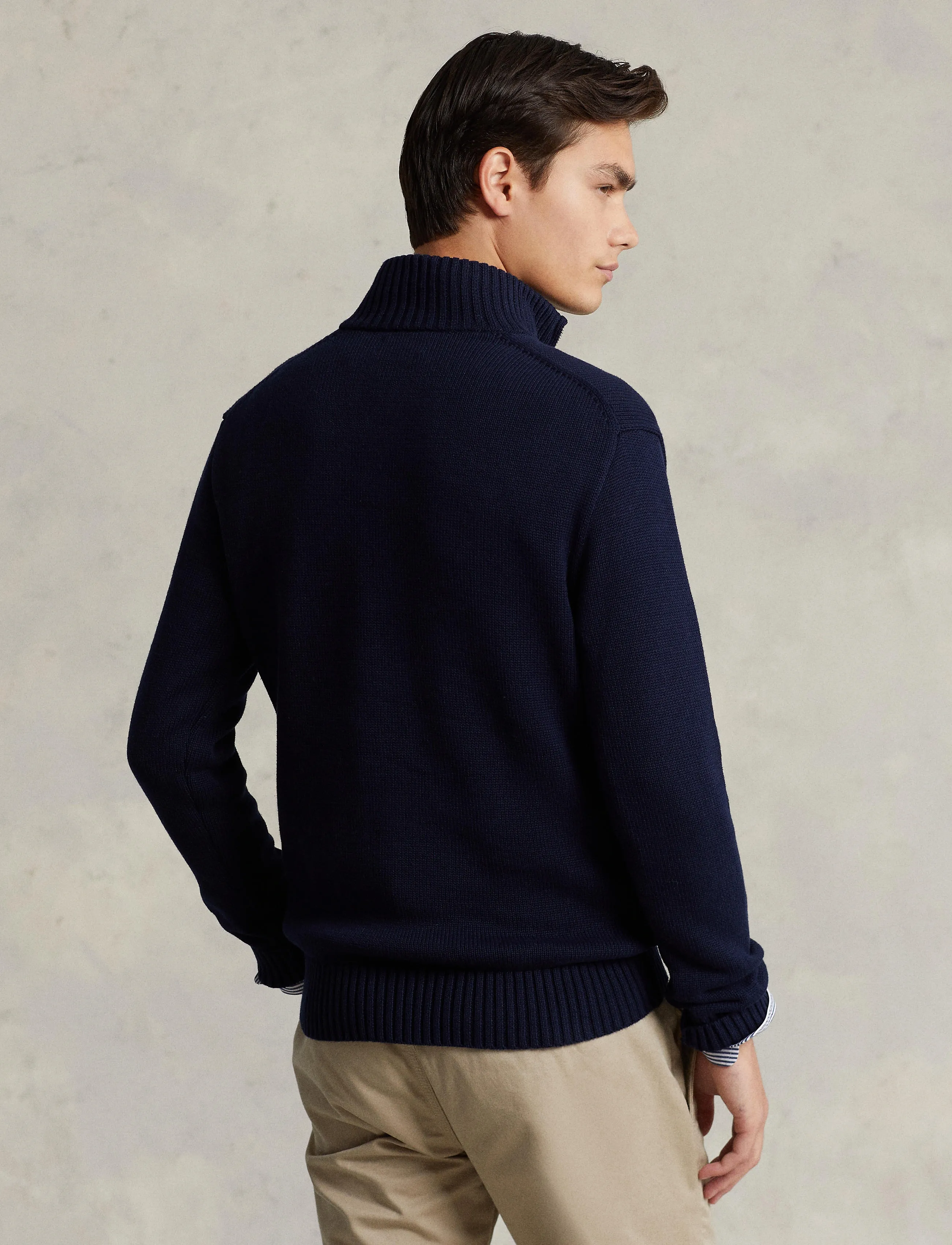 Polo Ralph Lauren - Cotton Quarter-Zip Mockneck Sweater - half zip jumpers - hunter navy - 2