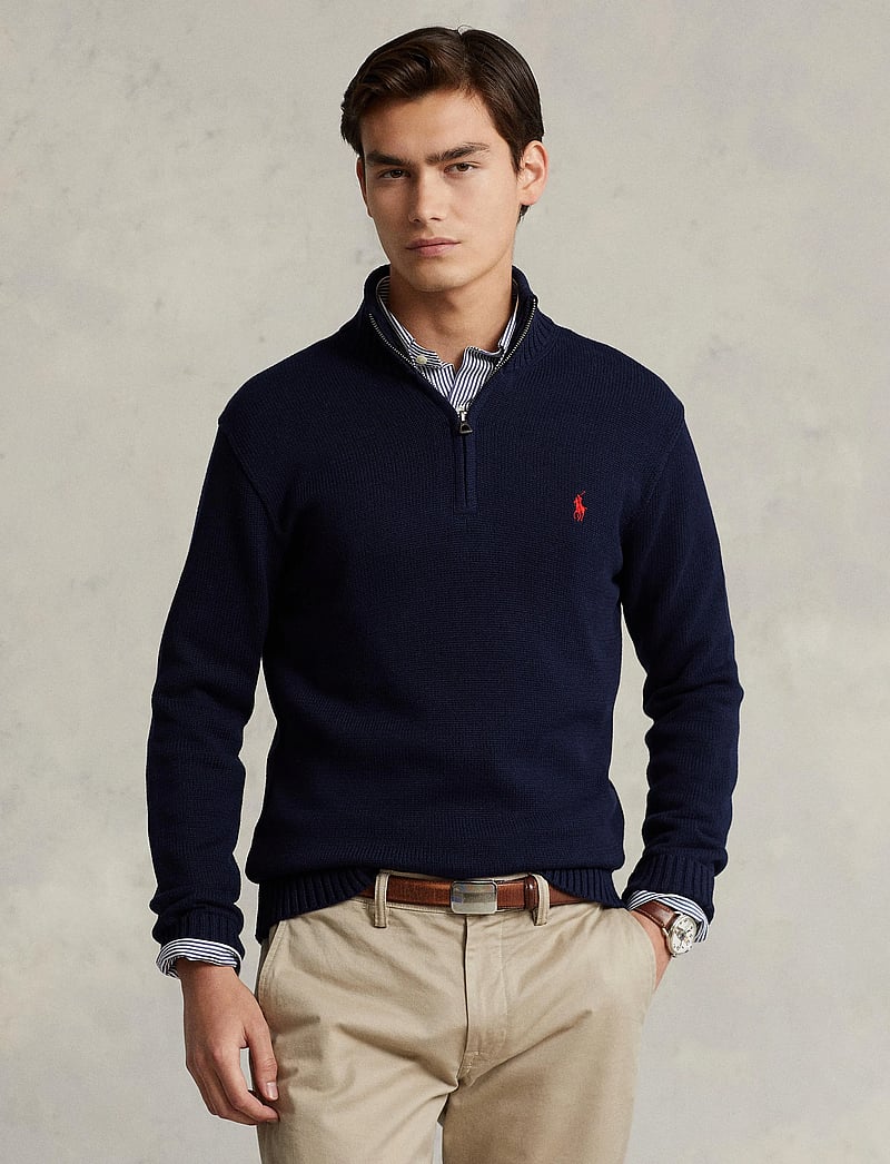 Polo Ralph Lauren - Cotton Quarter-Zip Sweater - tõmblukk-kaelusega dressipluusid - hunter navy - 3
