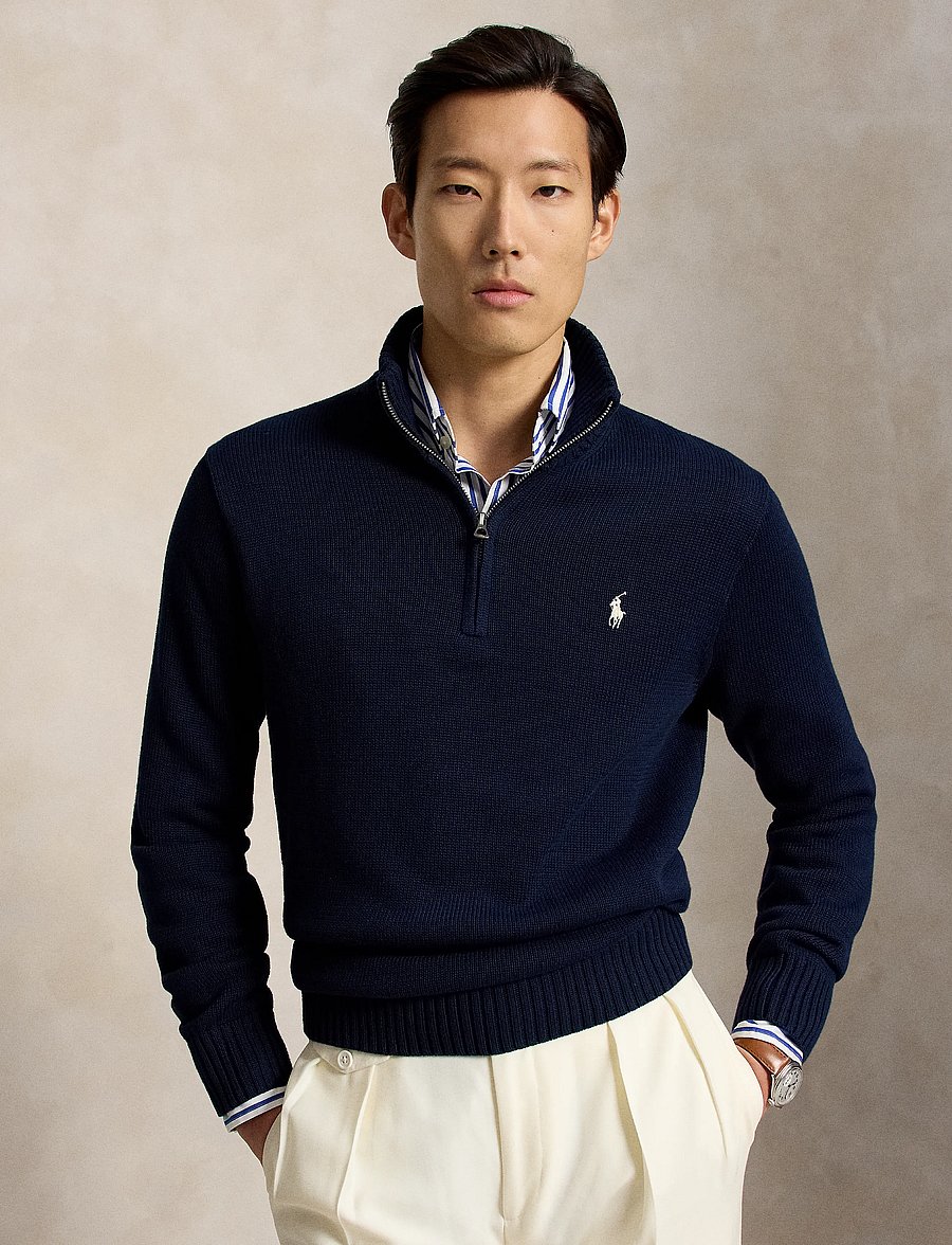 Polo Ralph Lauren - 21/2 COTTON-LSL-PLO - half zip jumpers - hunter navy w/ c8 - 0