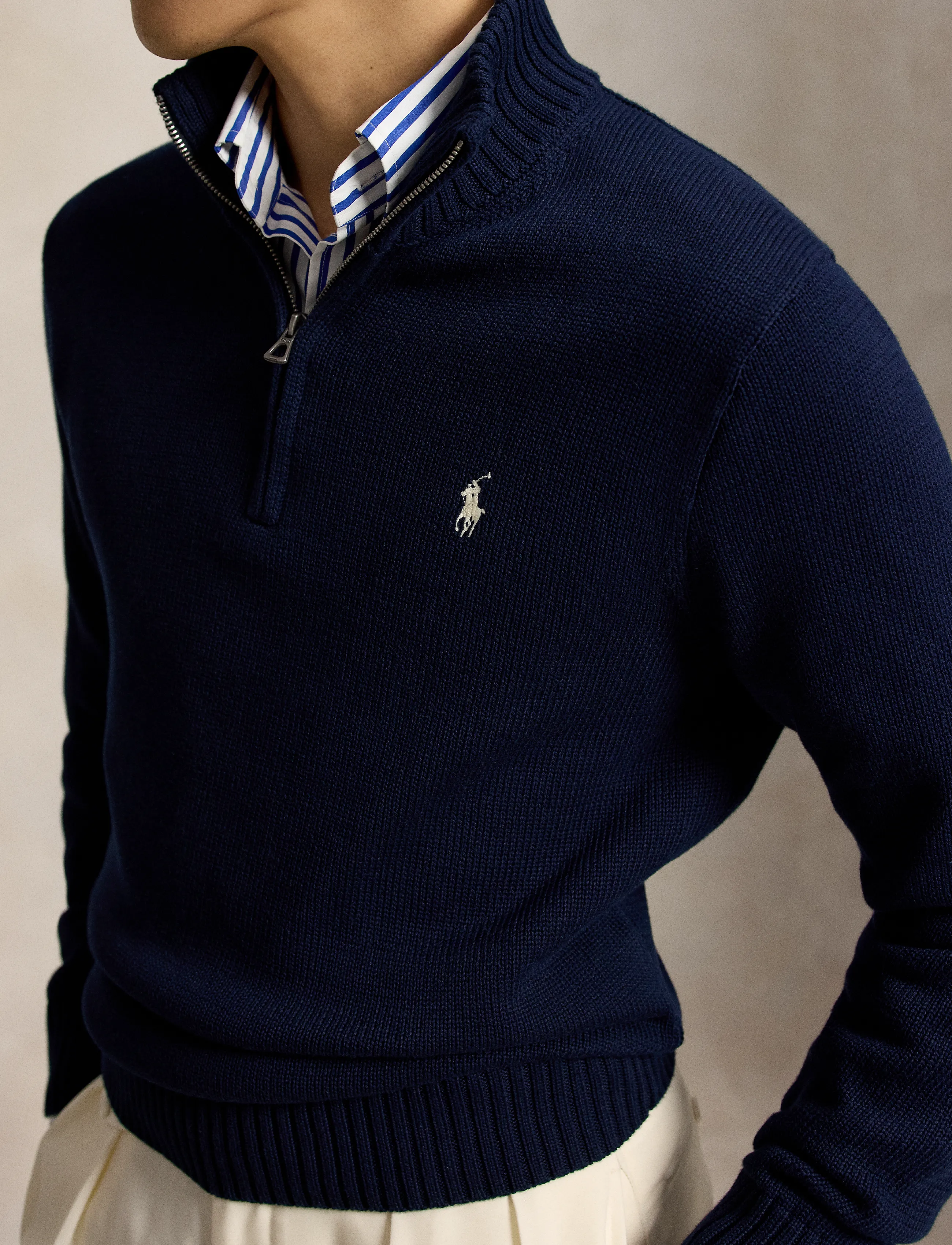 Polo Ralph Lauren - 21/2 COTTON-LSL-PLO - half zip jumpers - hunter navy w/ c8 - 5
