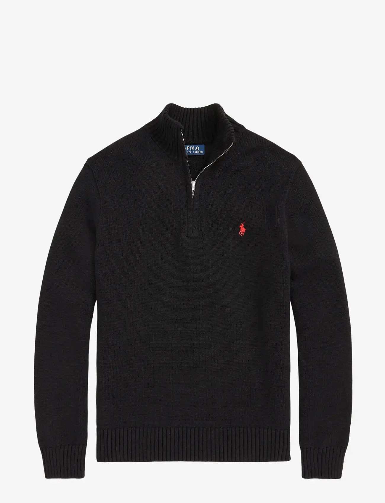 Polo Ralph Lauren - Cotton Quarter-Zip Mockneck Sweater - half zip-trøjer - polo black - 1