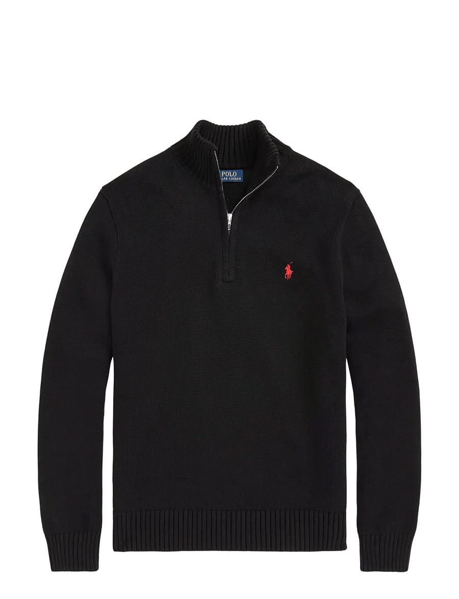 Polo Ralph Lauren - 21/2 COTTON-LSL-PLO - pullover mit halbem reißverschluss - polo black - 1