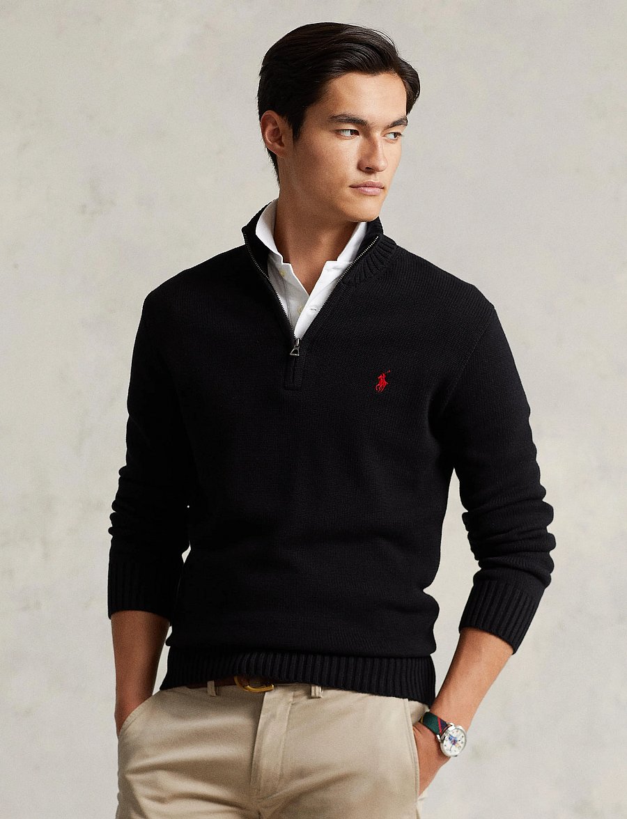 Polo Ralph Lauren - 21/2 COTTON-LSL-PLO - pullover mit halbem reißverschluss - polo black - 3