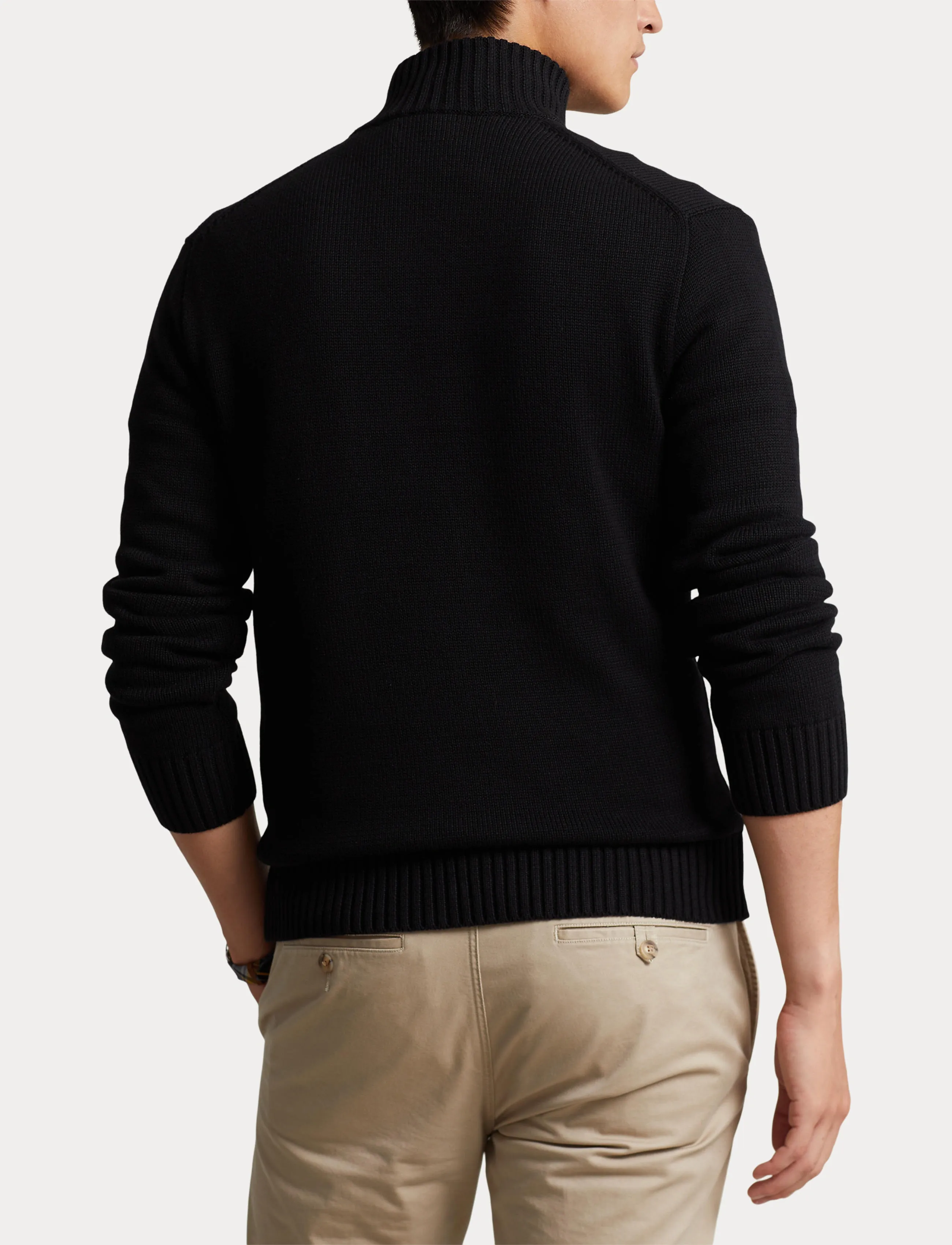 Polo Ralph Lauren Cotton Quarter-Zip Mockneck Sweater - Meestele - POLO BLACK / black