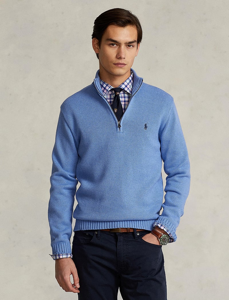 Polo Ralph Lauren - Cotton Quarter-Zip Sweater - half zip-trøjer - soft royal heathe - 3