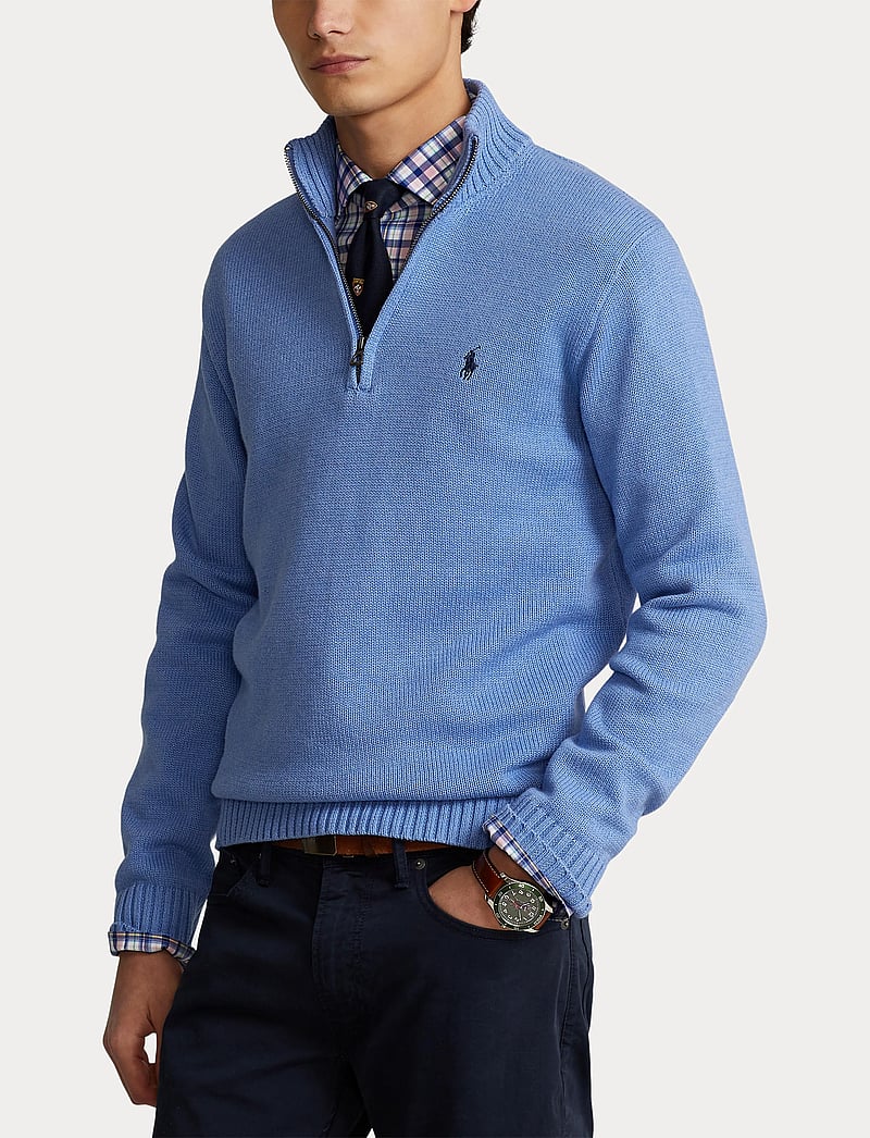 Polo Ralph Lauren - Cotton Quarter-Zip Sweater - half zip-trøjer - soft royal heathe - 5