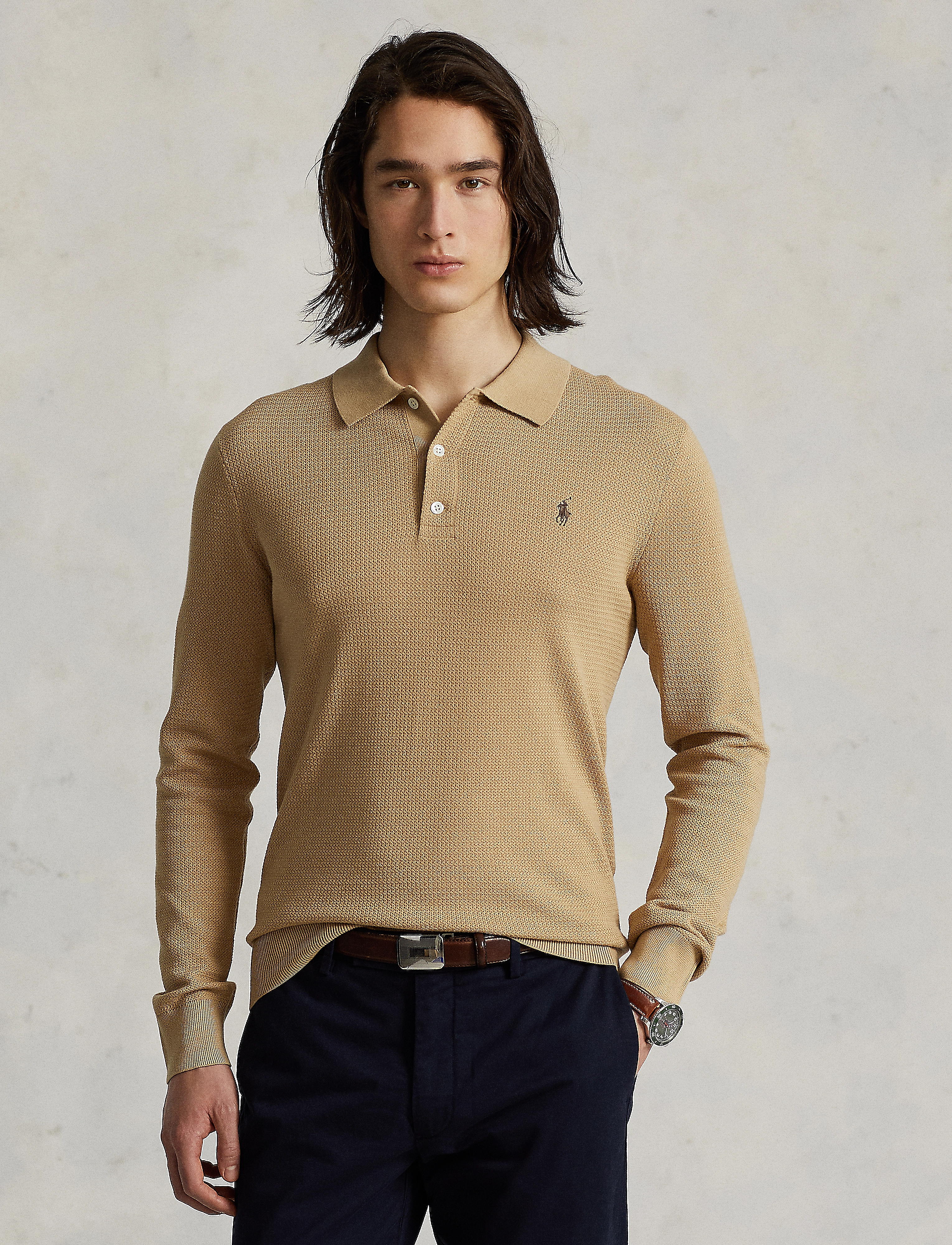 Polo Ralph Lauren - Custom Slim Fit Textured Polo Shirt - vintage khaki - 2