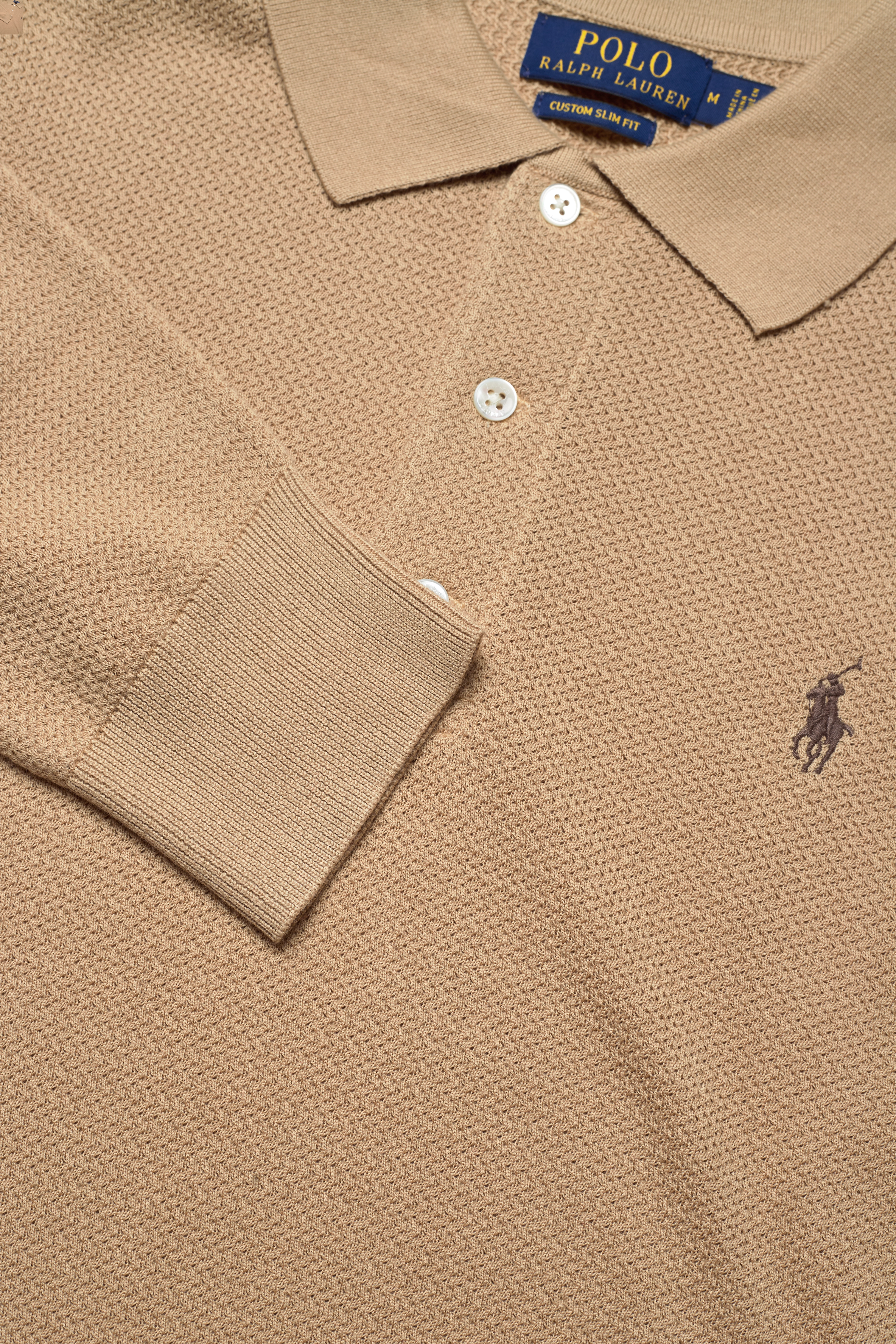 Polo Ralph Lauren - Custom Slim Fit Textured Polo Shirt - vintage khaki - 3