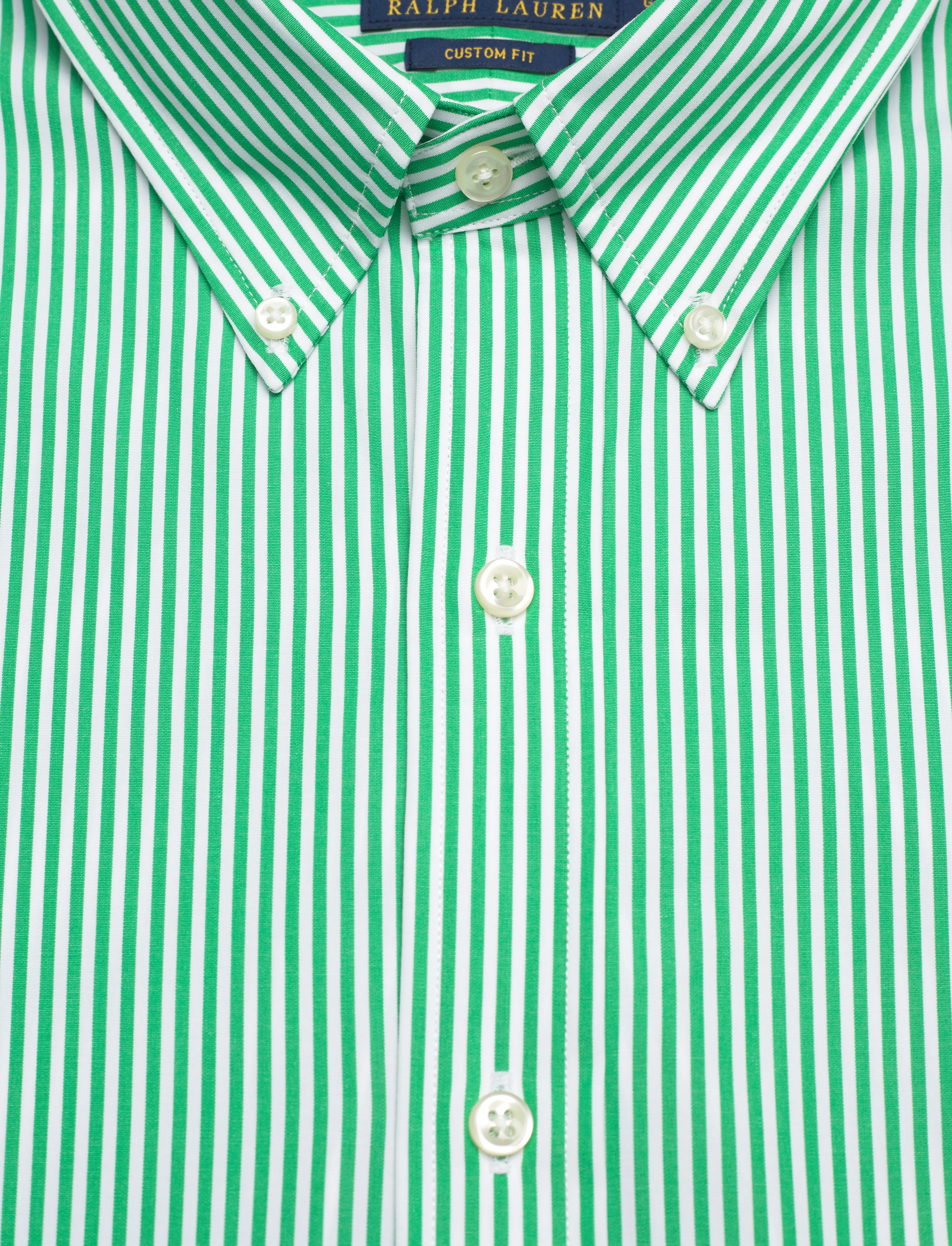 Polo Ralph Lauren - Custom Fit Striped Stretch Poplin Shirt - 4655n golf green/ - 2