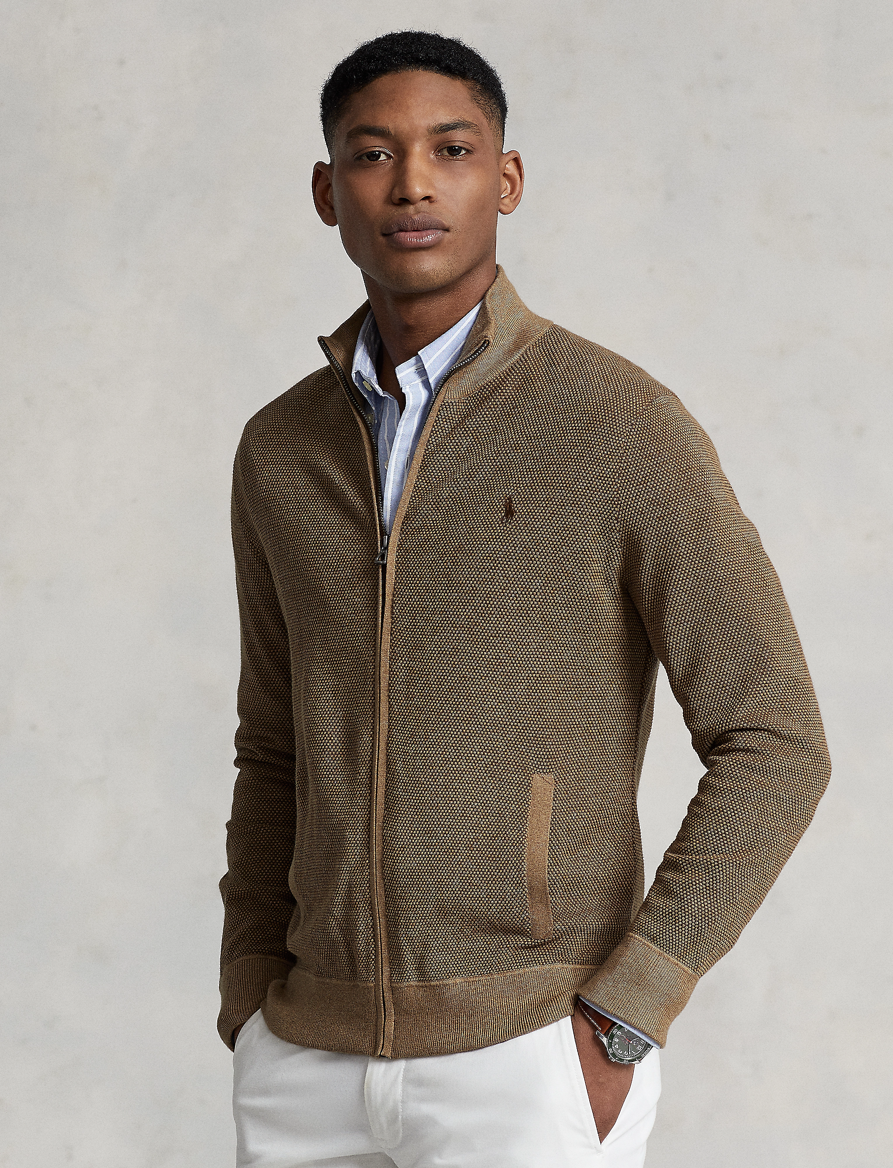Polo Ralph Lauren - 32/3 PIMA COTTON-LSL-FUZ - camel/brown combo - 2