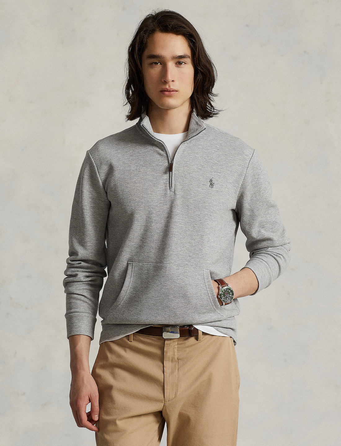 Grey polo quarter zip online