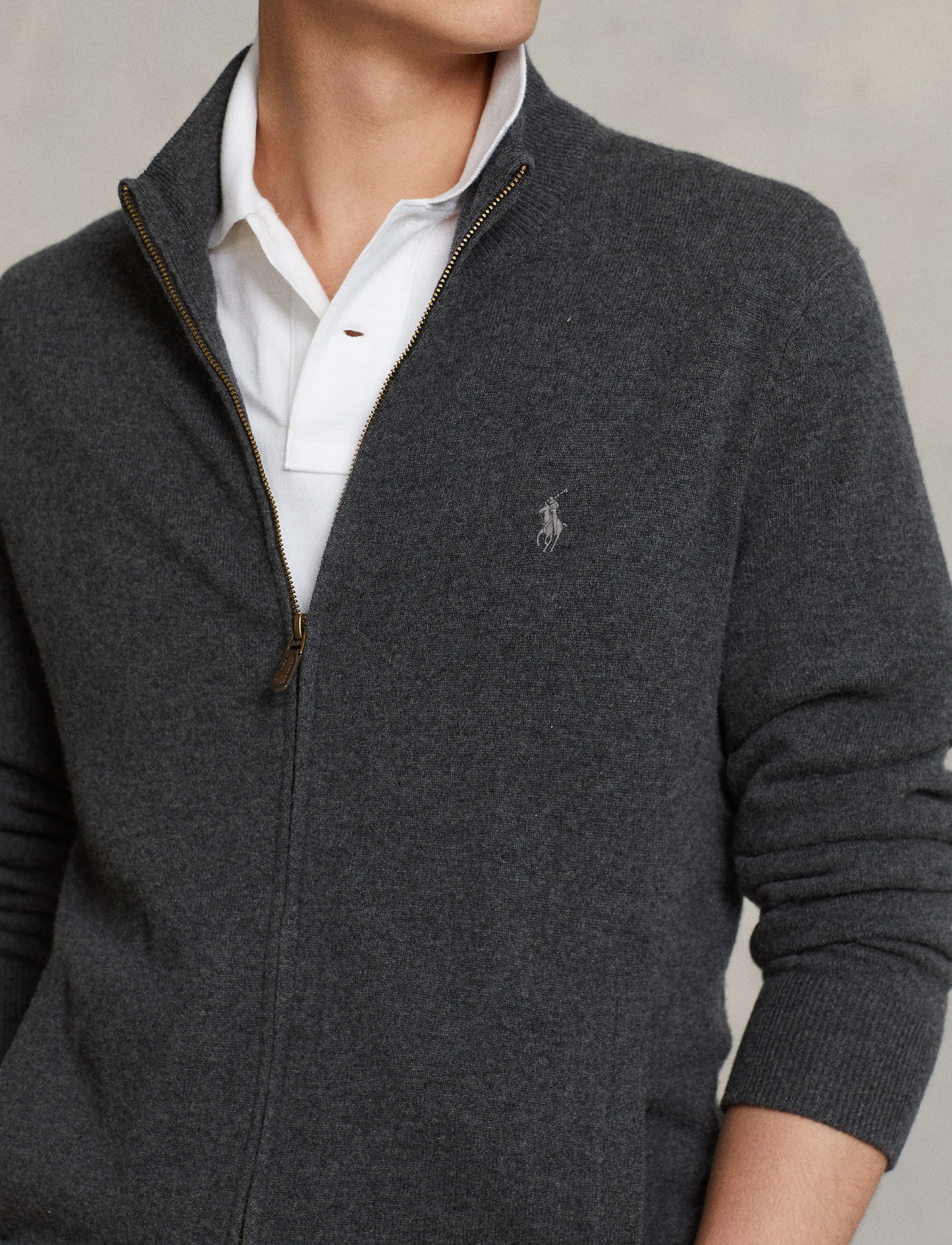 Polo Ralph Lauren - 2/27 MERINO RWS-LS FZ PP - half zip - dark charcoal hea - 3