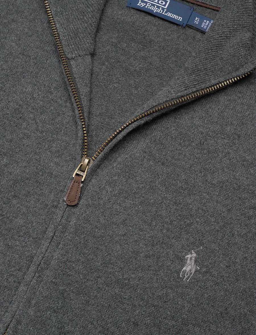 Polo Ralph Lauren - 2/27 MERINO RWS-LS FZ PP - dark charcoal hea - 2