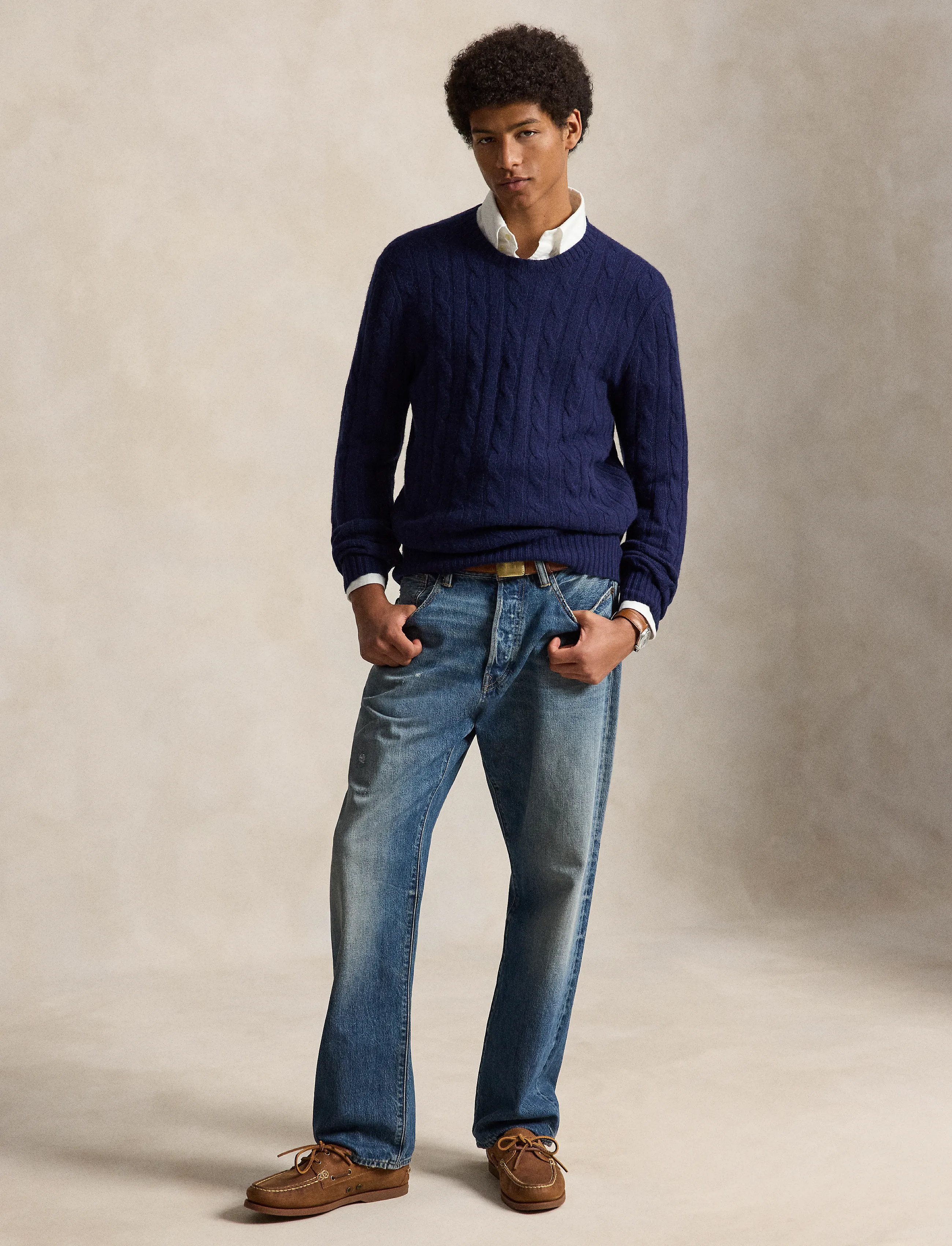 Polo Ralph Lauren The Iconic Cable-Knit Cashmere Sweater, S, Knitwear, Marineblau - Round Necks, Männerswear