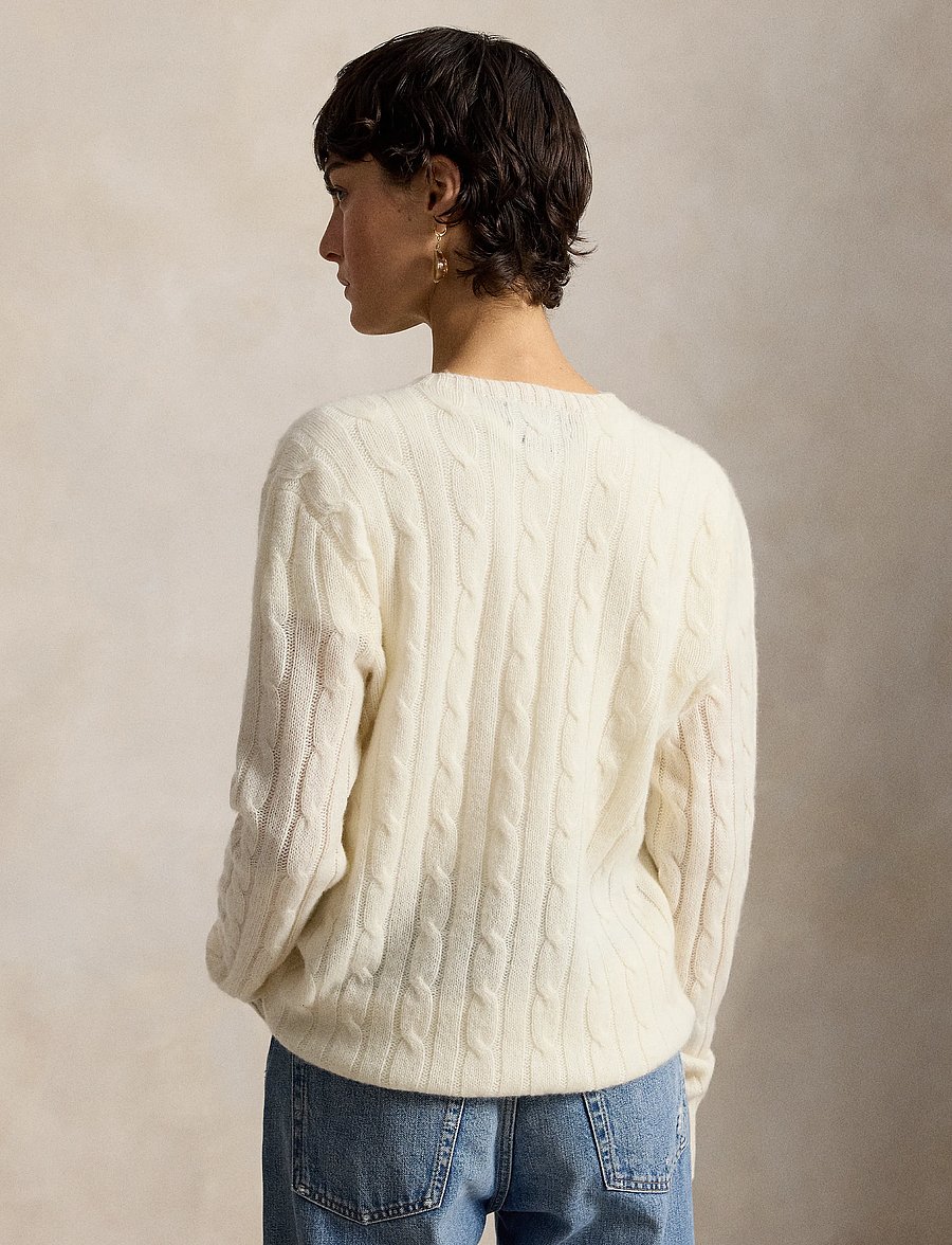 Polo Ralph Lauren - The Iconic Cable-Knit Cashmere Sweater - knitted round necks - cream - 3