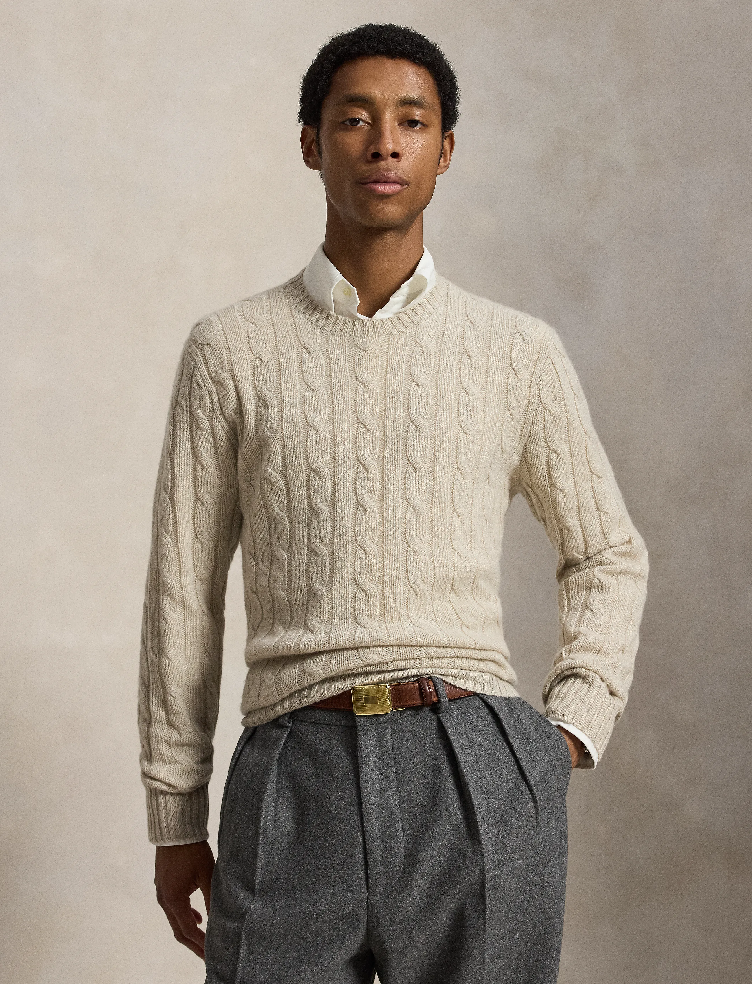 Polo Ralph Lauren The Iconic Cable-Knit Cashmere Sweater - Rundhals - LIGHT WALNUT BROW / beige