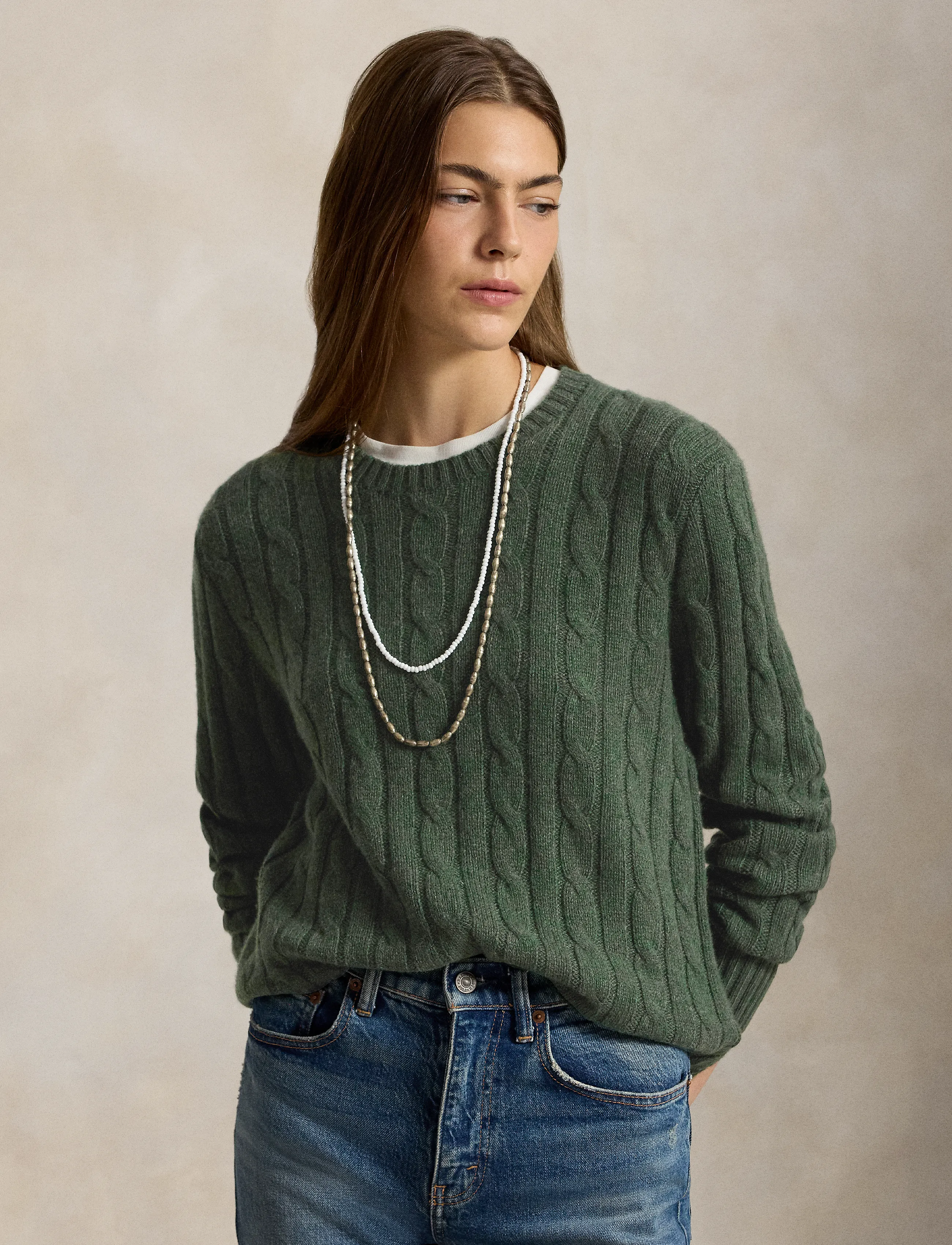 Polo Ralph Lauren The Iconic Cable-Knit Cashmere Sweater, XS, Knitwear, Grün - Round Necks, Männerswear