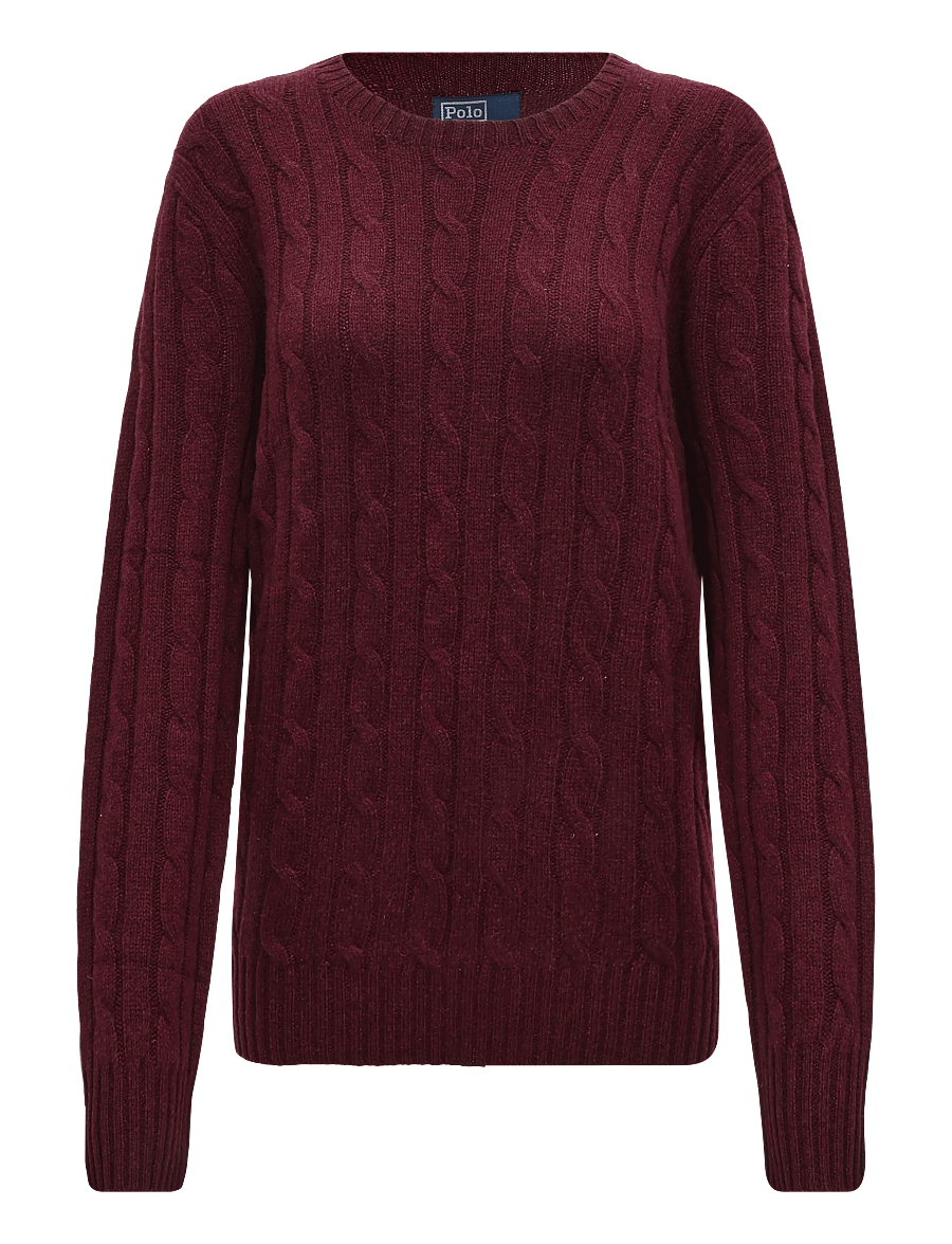 Polo Ralph Lauren - The Iconic Cable-Knit Cashmere Sweater - rund hals - merlot wine heath - 1