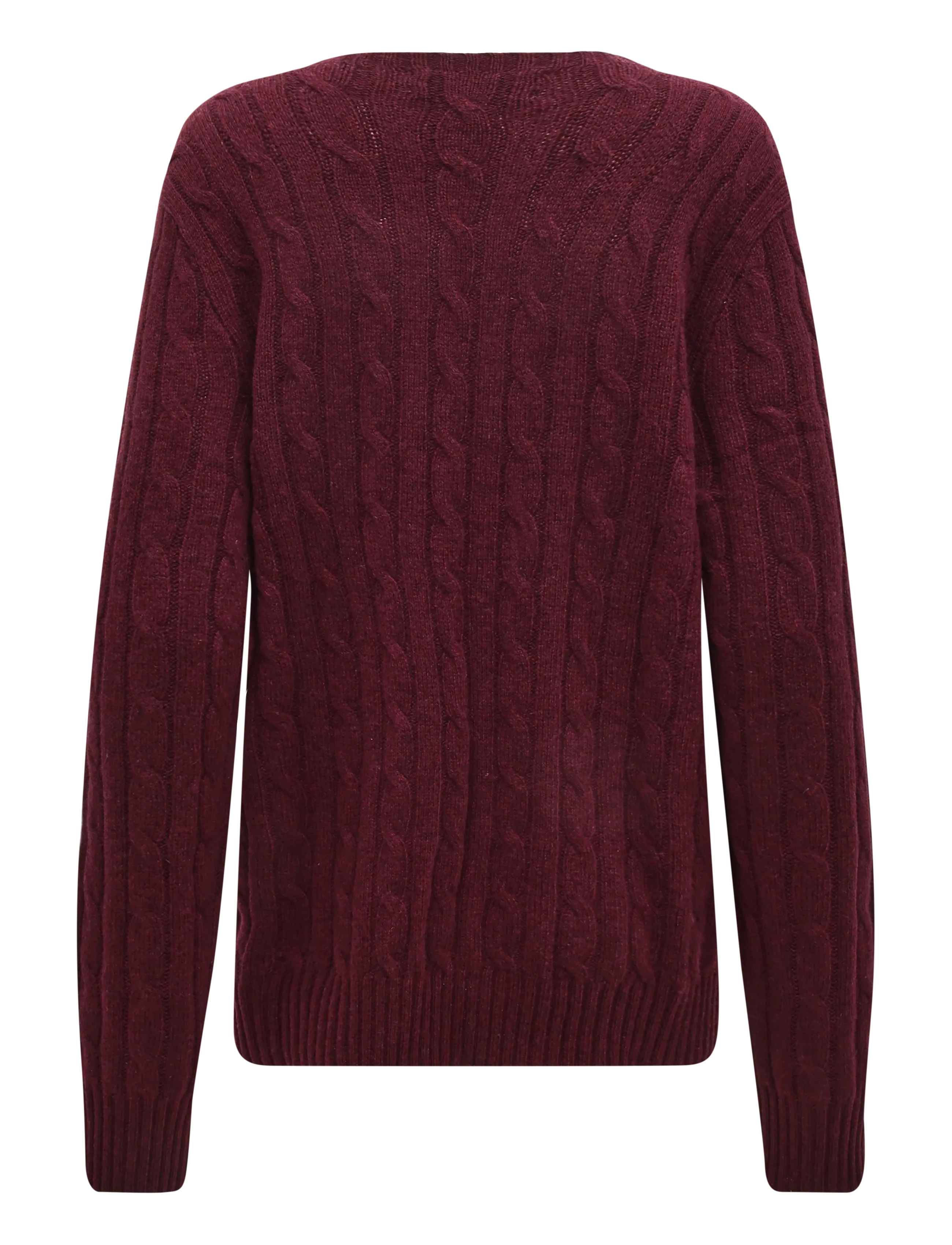 Polo Ralph Lauren - The Iconic Cable-Knit Cashmere Sweater - rund hals - merlot wine heath - 2