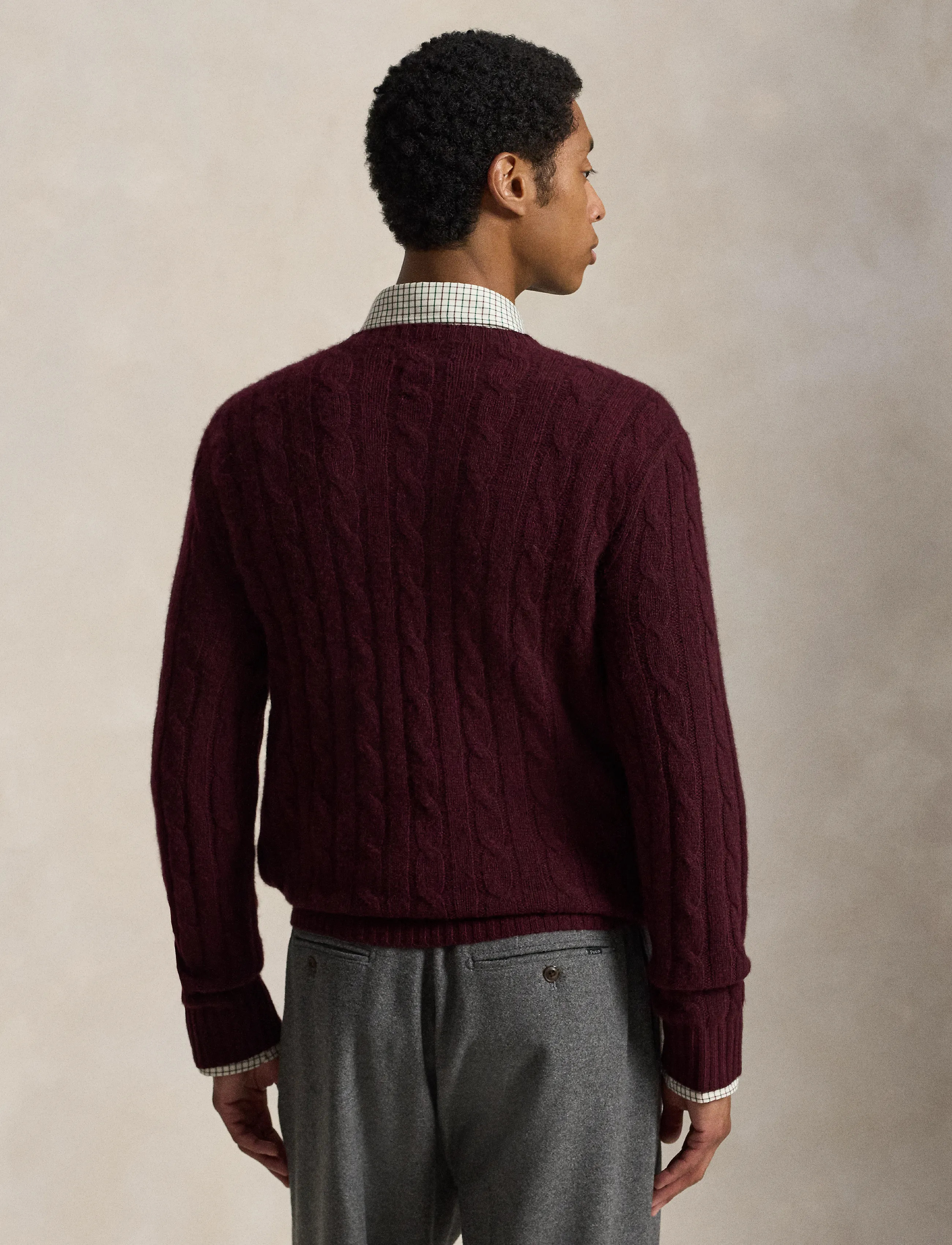 Polo Ralph Lauren - The Iconic Cable-Knit Cashmere Sweater - rund hals - merlot wine heath - 3