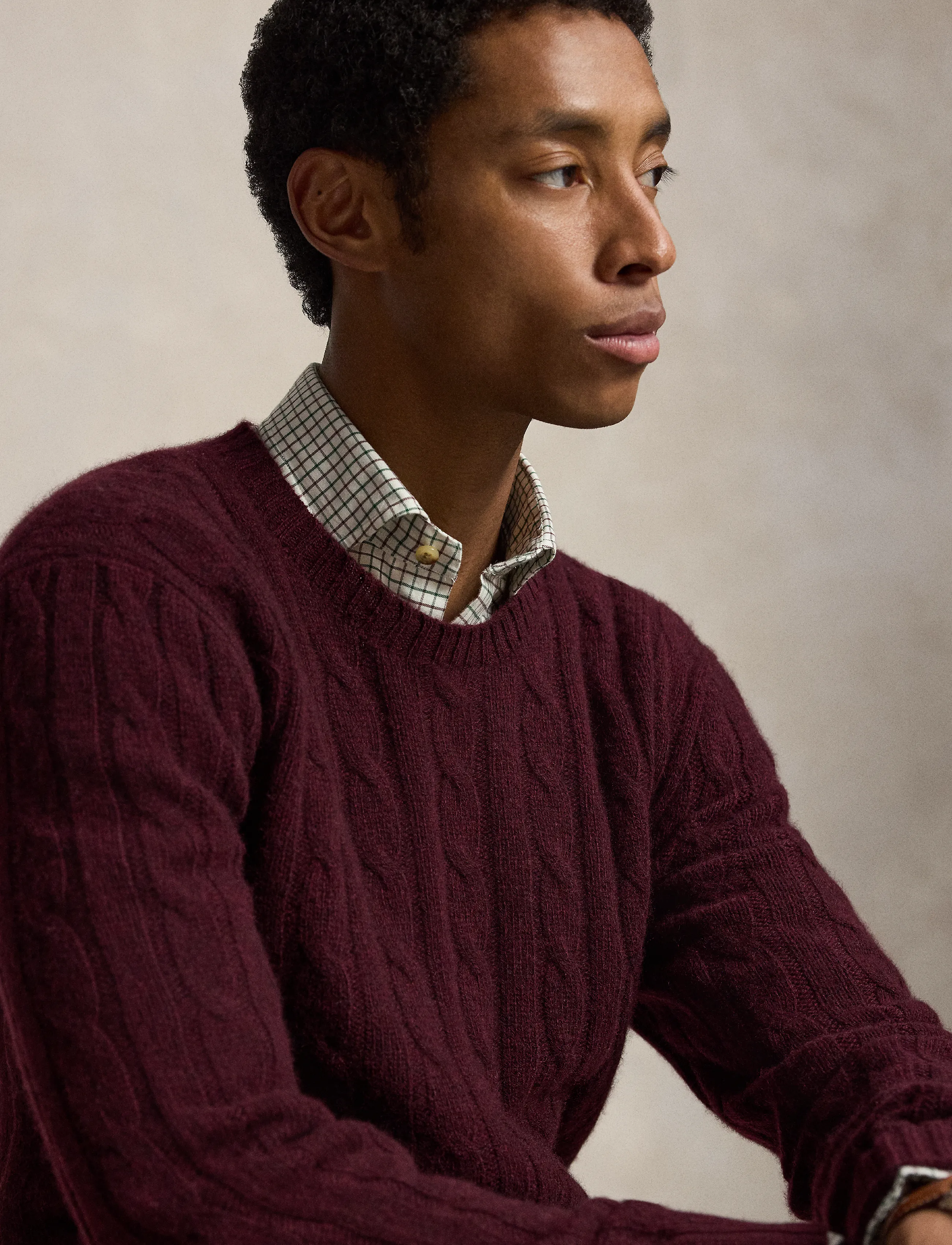 Polo Ralph Lauren - The Iconic Cable-Knit Cashmere Sweater - rund hals - merlot wine heath - 4