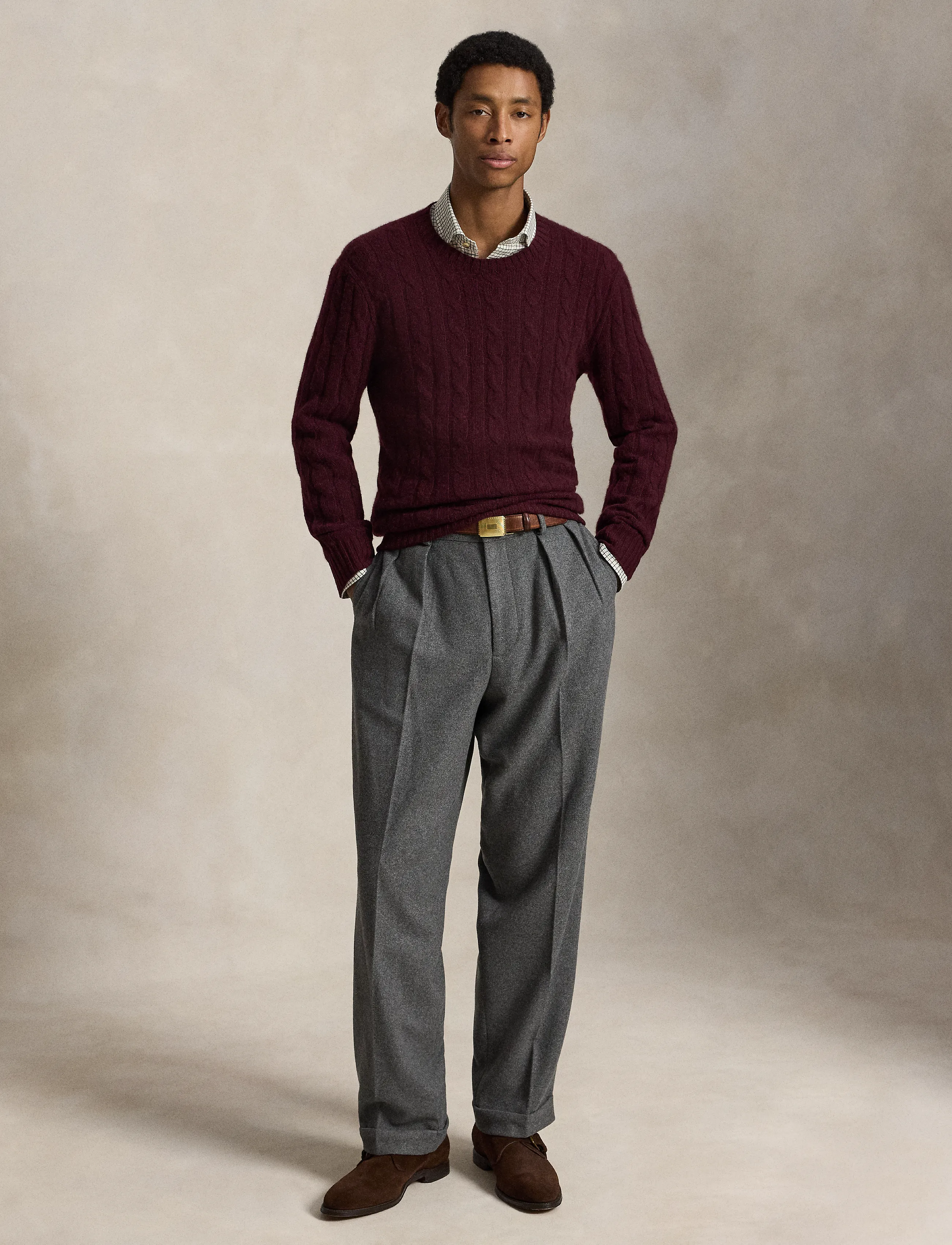 Polo Ralph Lauren - The Iconic Cable-Knit Cashmere Sweater - rund hals - merlot wine heath - 5