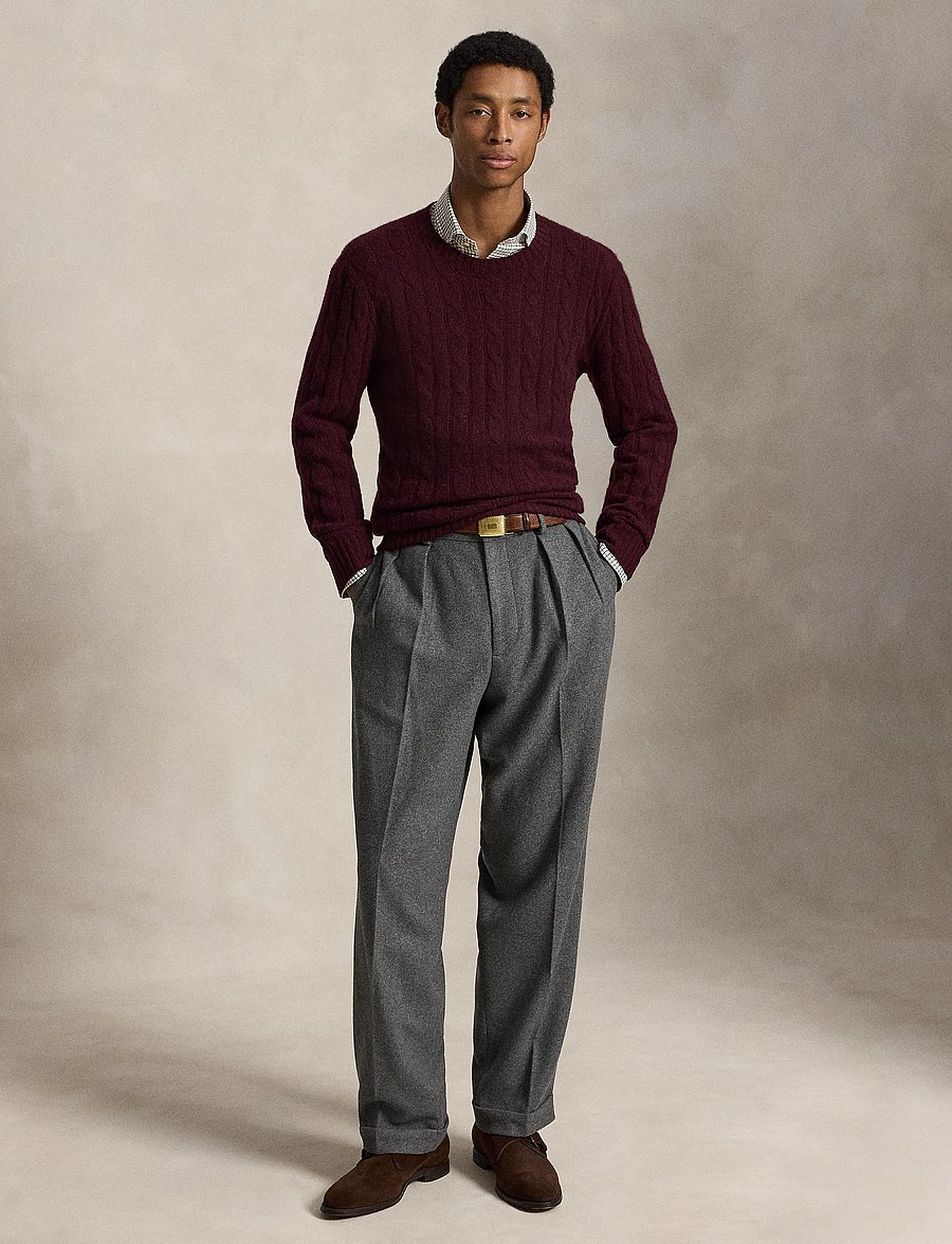 Polo Ralph Lauren - The Iconic Cable-Knit Cashmere Sweater - rund hals - merlot wine heath - 5