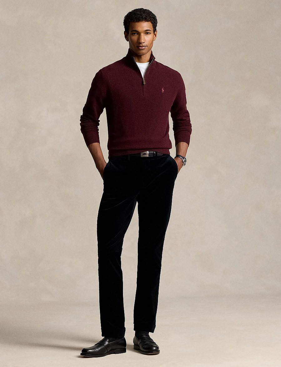 Polo Ralph Lauren - Wool Quarter-Zip Sweater - tõmblukk-kaelusega dressipluusid - aged wine heather - 1