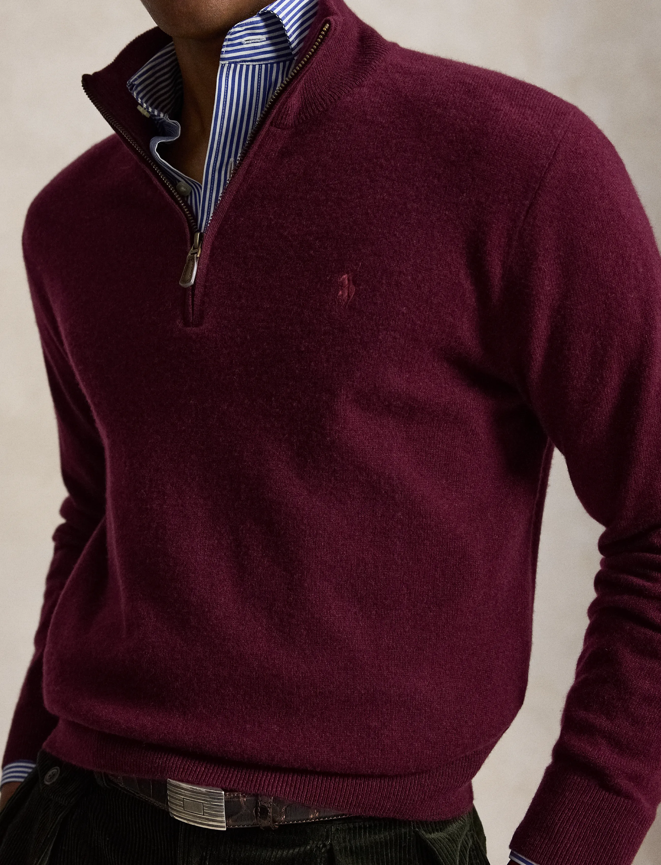 Polo Ralph Lauren - Wool Quarter-Zip Sweater - tõmblukk-kaelusega dressipluusid - aged wine heather - 5
