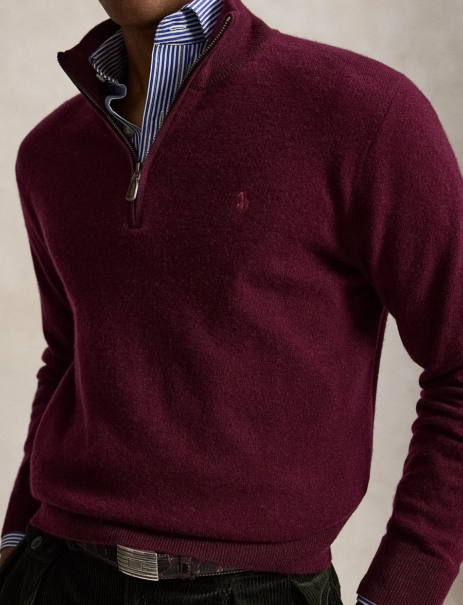 Polo Ralph Lauren - Wool Quarter-Zip Sweater - tõmblukk-kaelusega dressipluusid - aged wine heather - 5