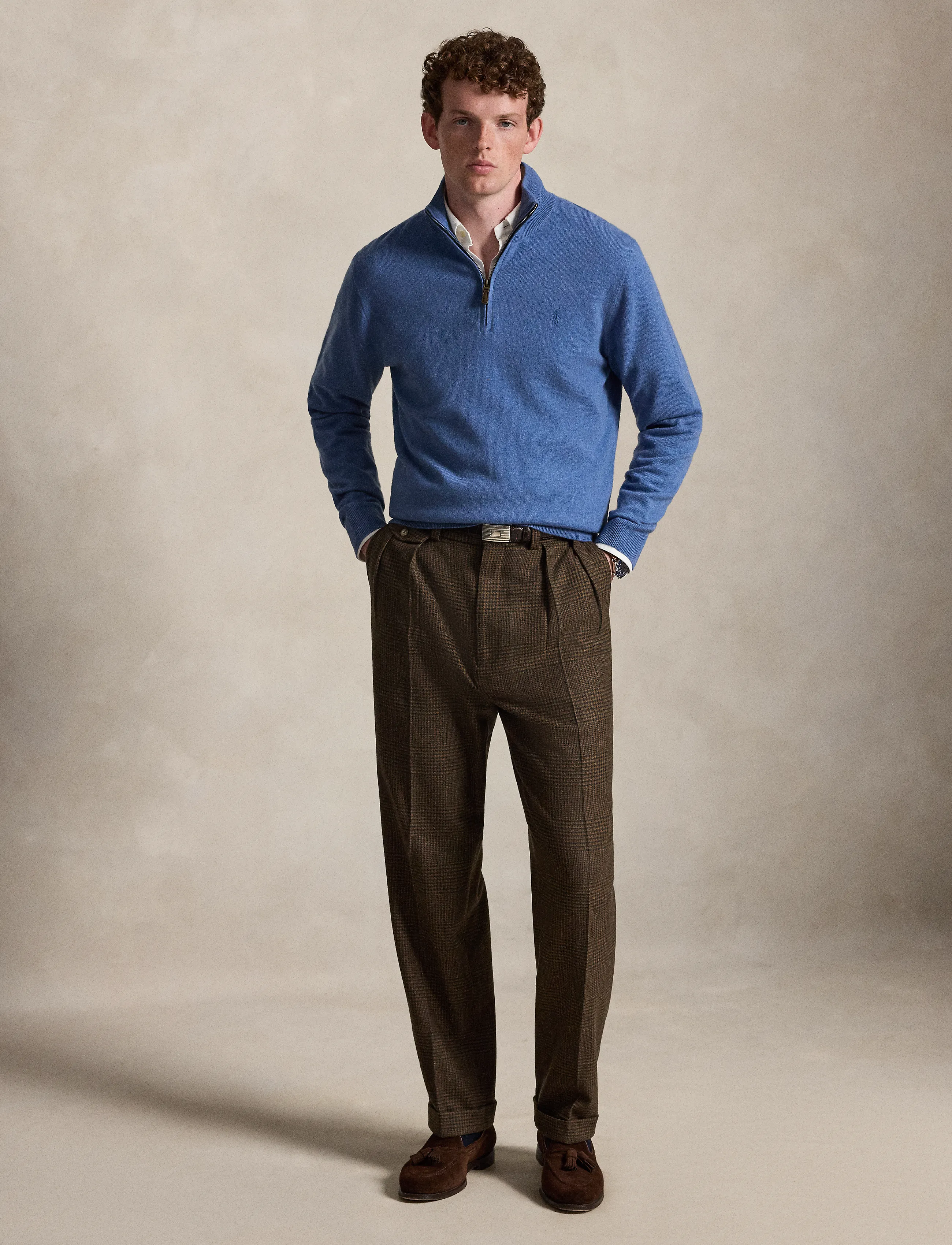 Polo Ralph Lauren - Wool Quarter-Zip Sweater - half zip jumpers - blue borage heath - 0