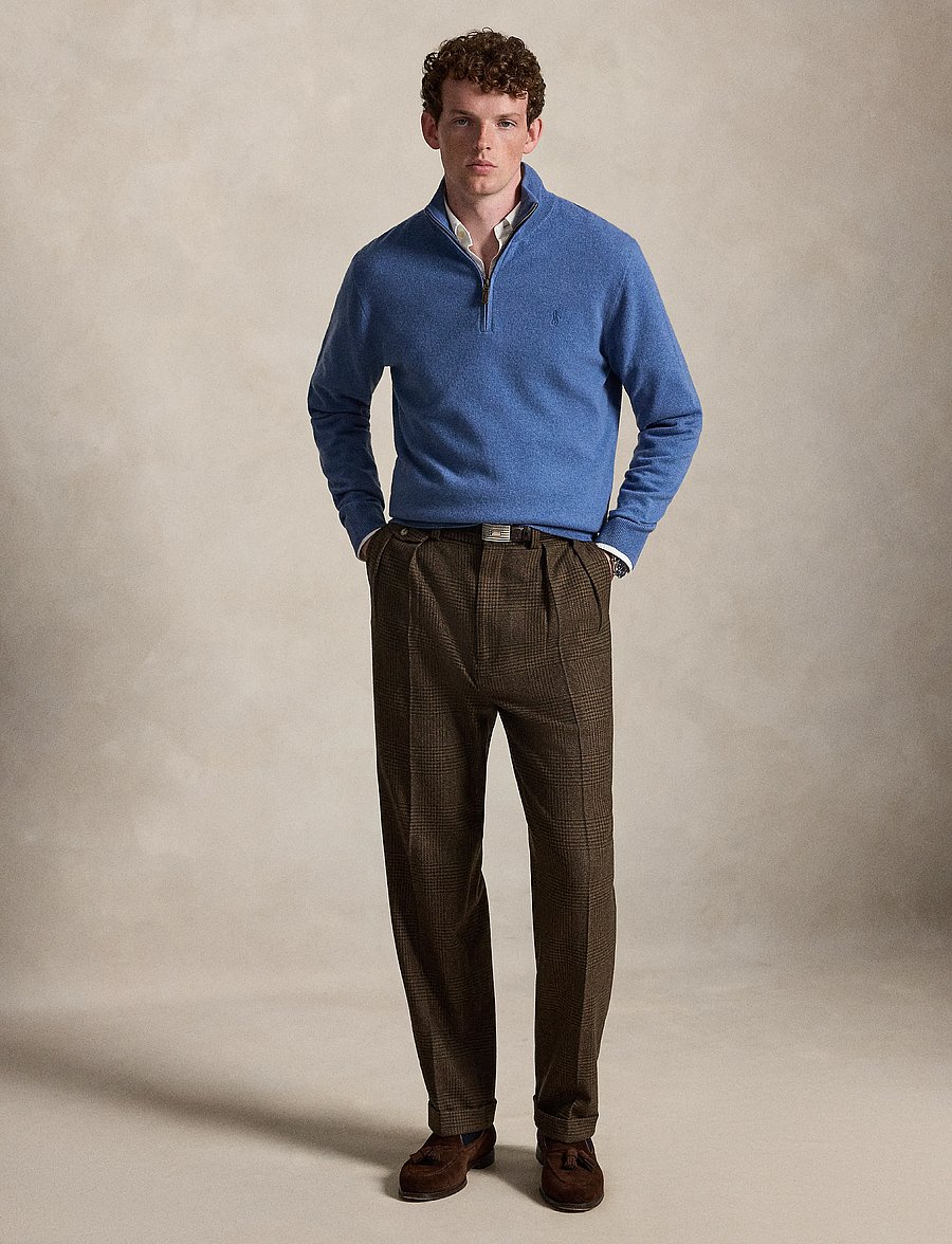 Polo Ralph Lauren - Wool Quarter-Zip Sweater - half zip jumpers - blue borage heath - 0