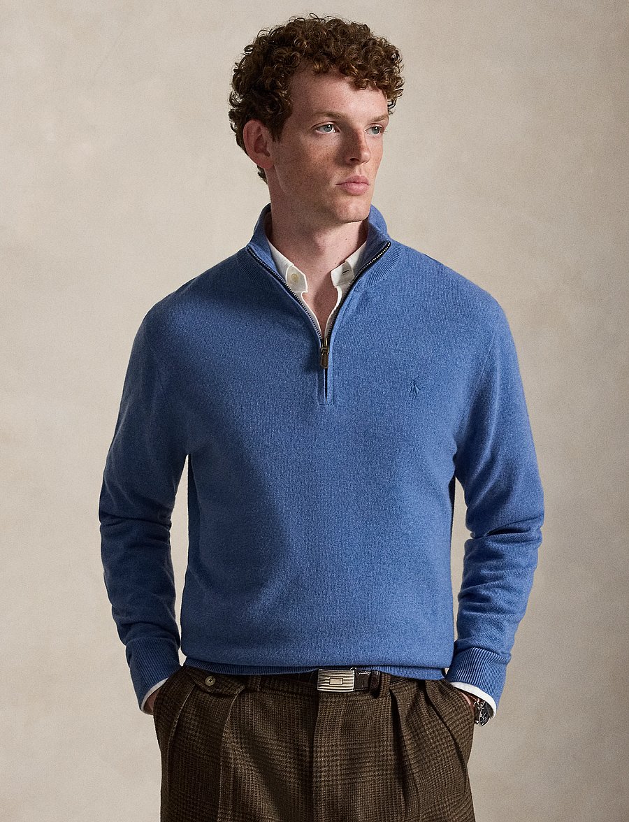 Polo Ralph Lauren - Wool Quarter-Zip Sweater - half zip jumpers - blue borage heath - 5