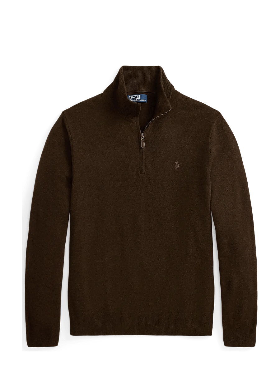 Polo Ralph Lauren - Wool Quarter-Zip Sweater - half zip - cinnamon brown he - 1
