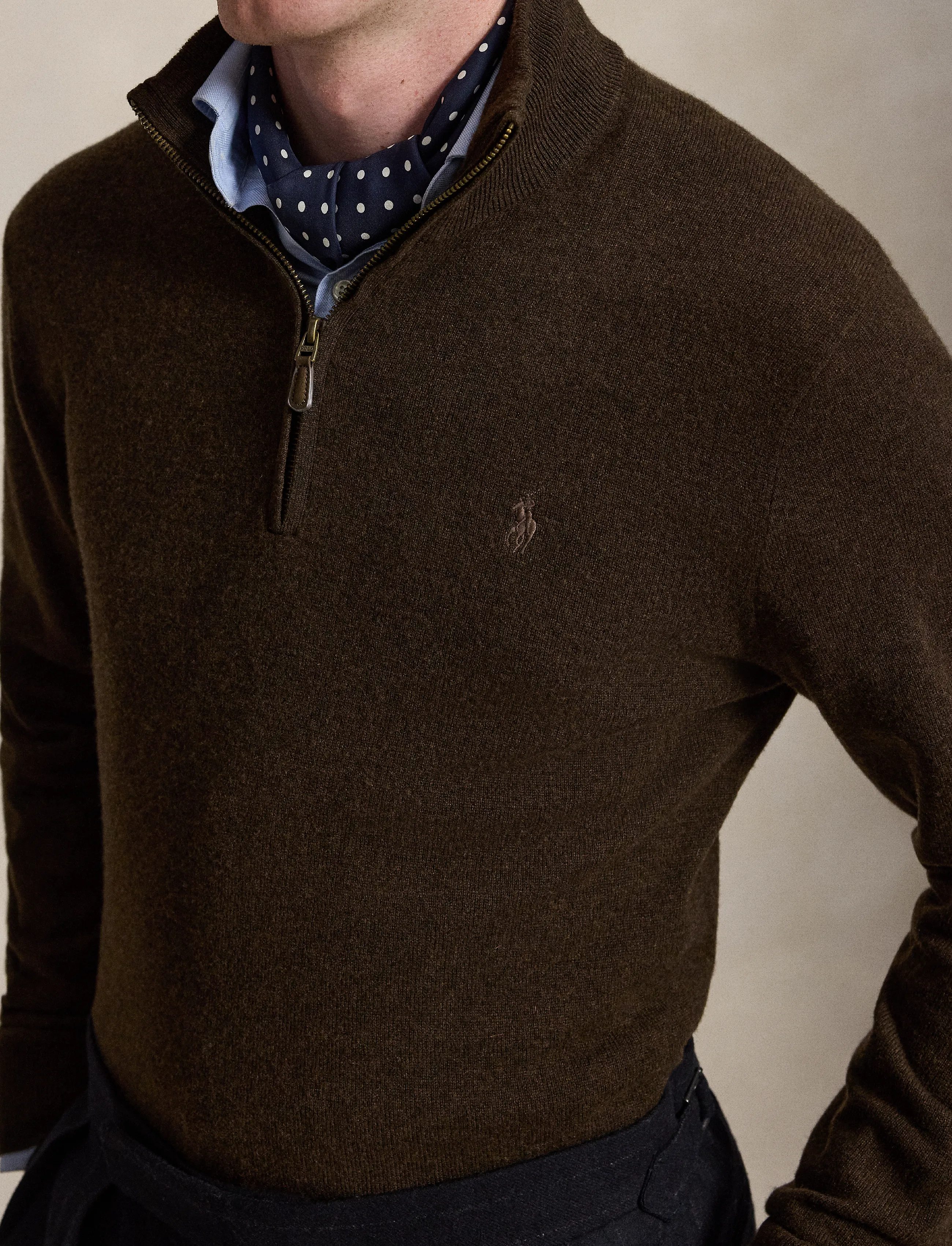 Polo Ralph Lauren - Wool Quarter-Zip Sweater - half zip - cinnamon brown he - 3