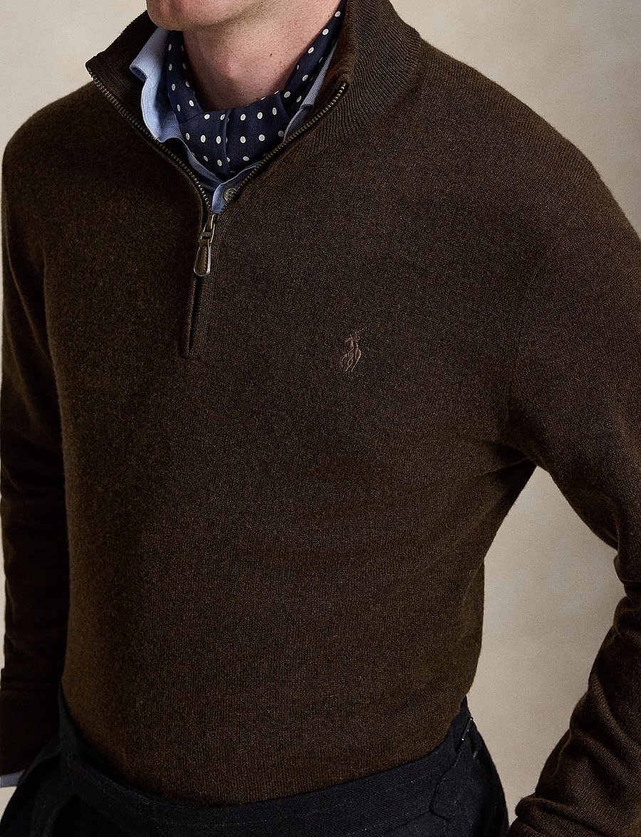 Polo Ralph Lauren - Wool Quarter-Zip Sweater - half zip - cinnamon brown he - 3