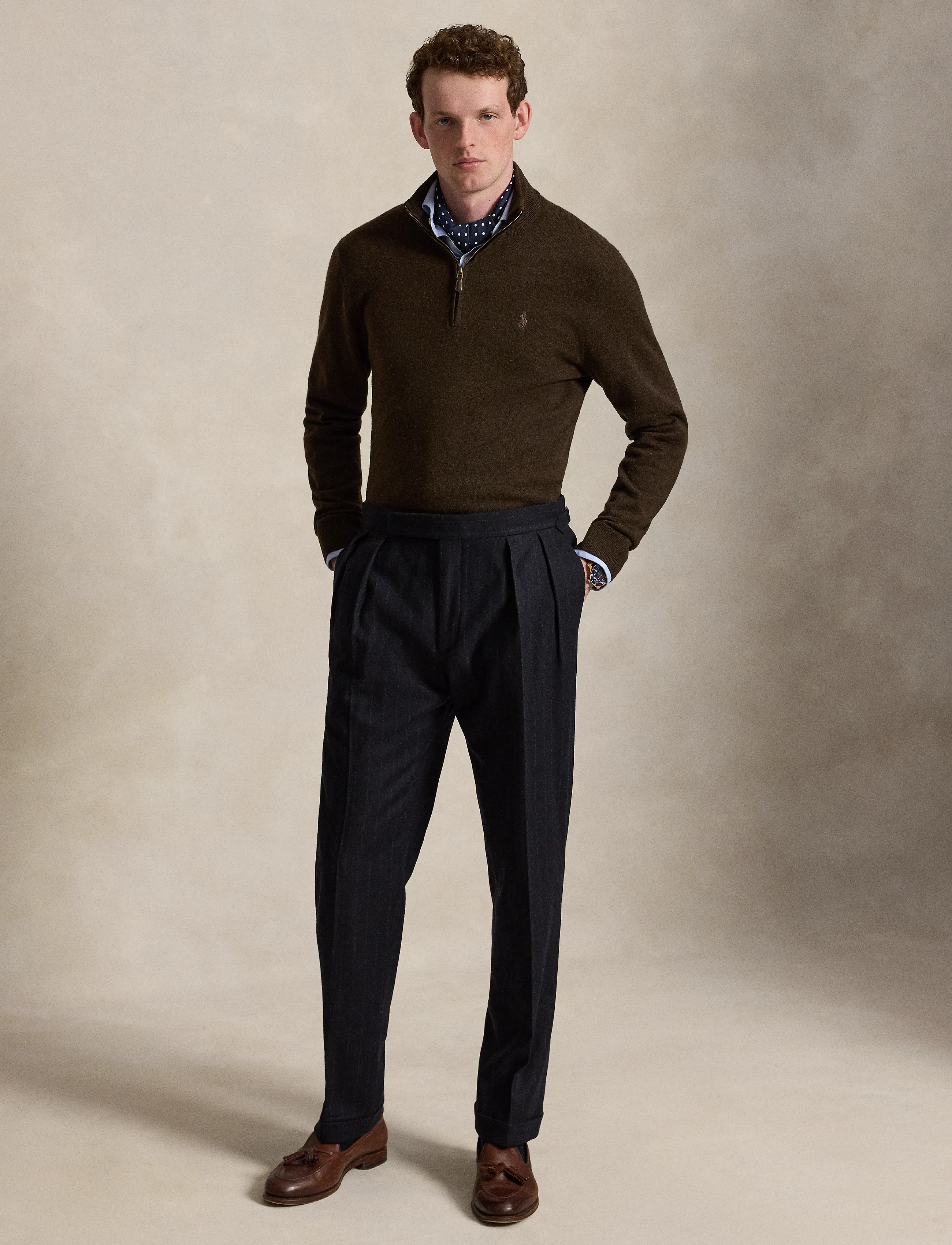 Polo Ralph Lauren - Wool Quarter-Zip Sweater - half zip - cinnamon brown he - 4
