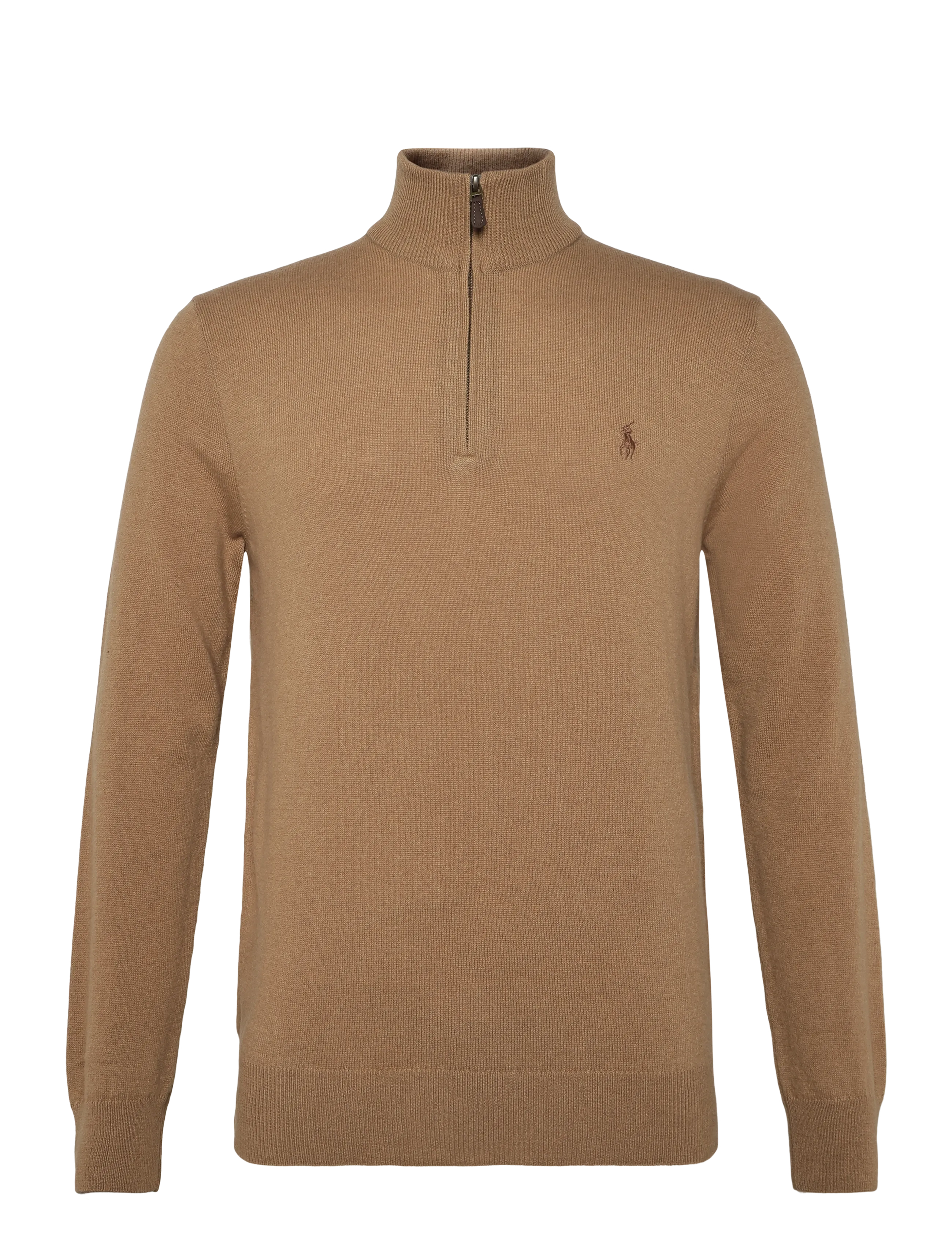 Polo Ralph Lauren Wool Quarter-Zip Sweater - Knitwear - CROUTON TAN HEATH / brown