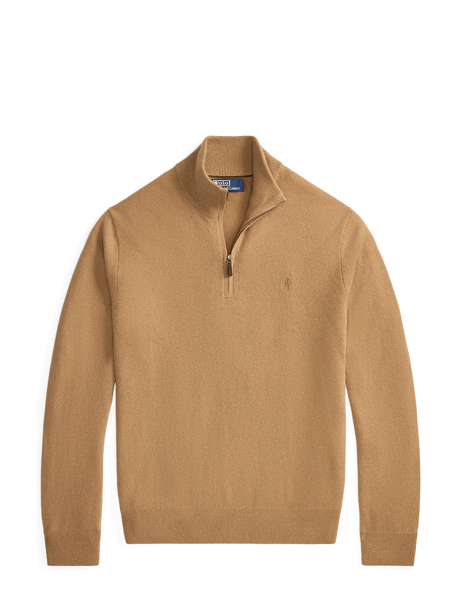 Polo Ralph Lauren - Wool Quarter-Zip Sweater - half zip - crouton tan heath - 0