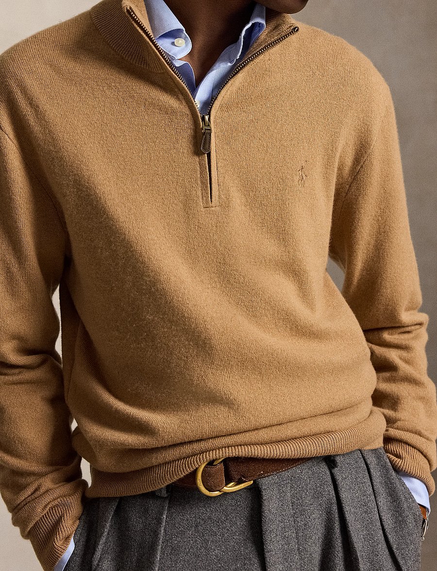 Polo Ralph Lauren - Wool Quarter-Zip Sweater - half zip - crouton tan heath - 2