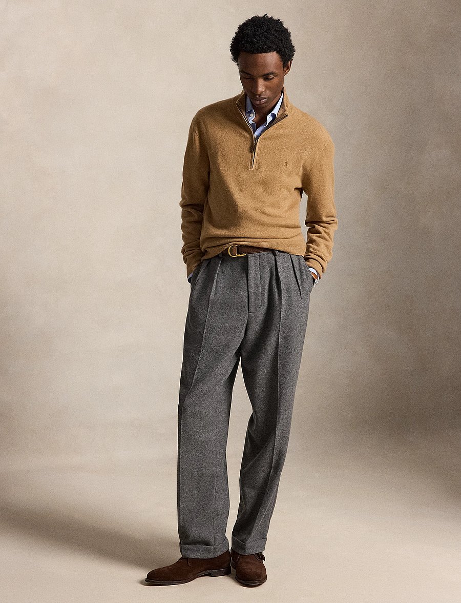 Polo Ralph Lauren - Wool Quarter-Zip Sweater - half zip - crouton tan heath - 3