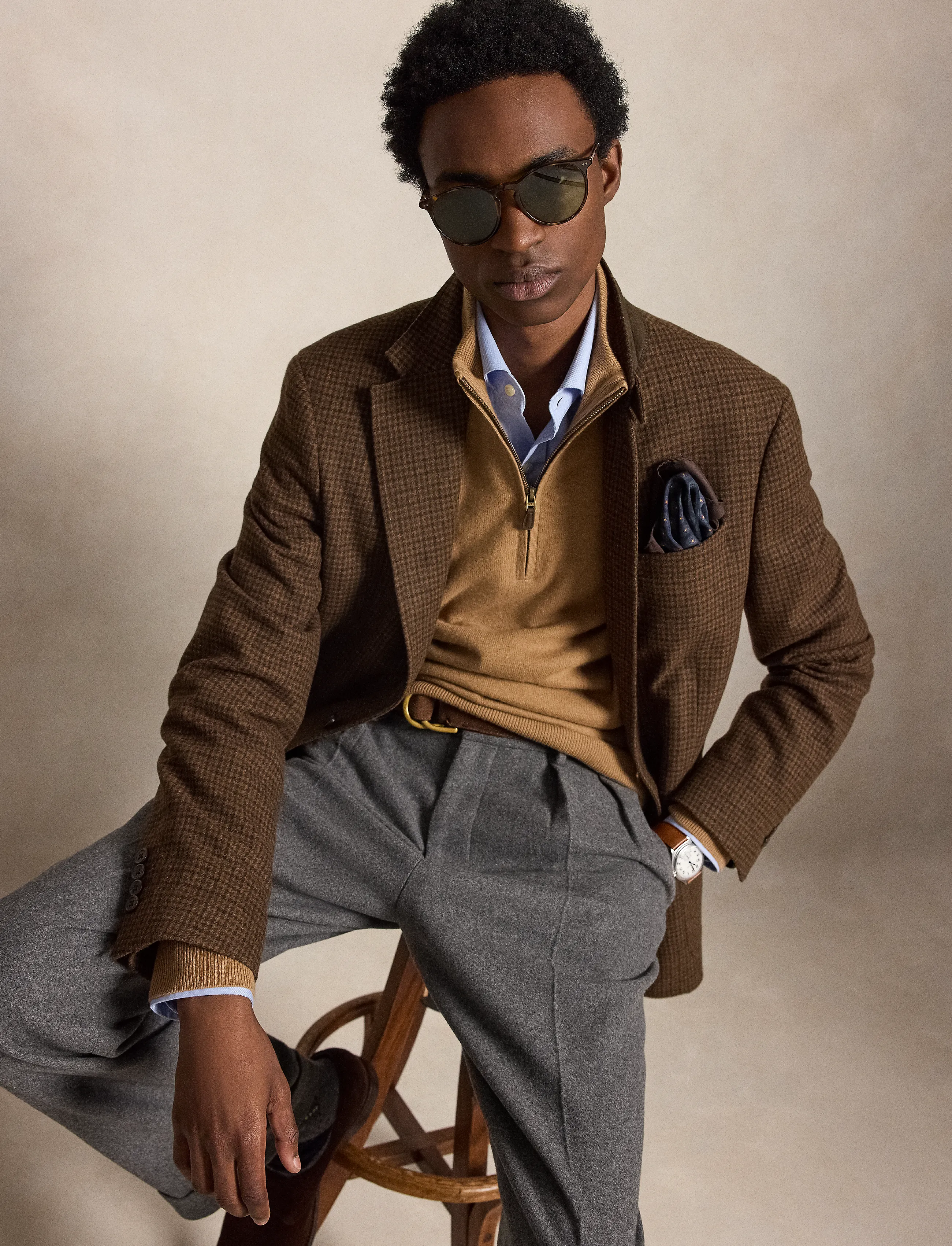 Polo Ralph Lauren - Wool Quarter-Zip Sweater - half zip - crouton tan heath - 4